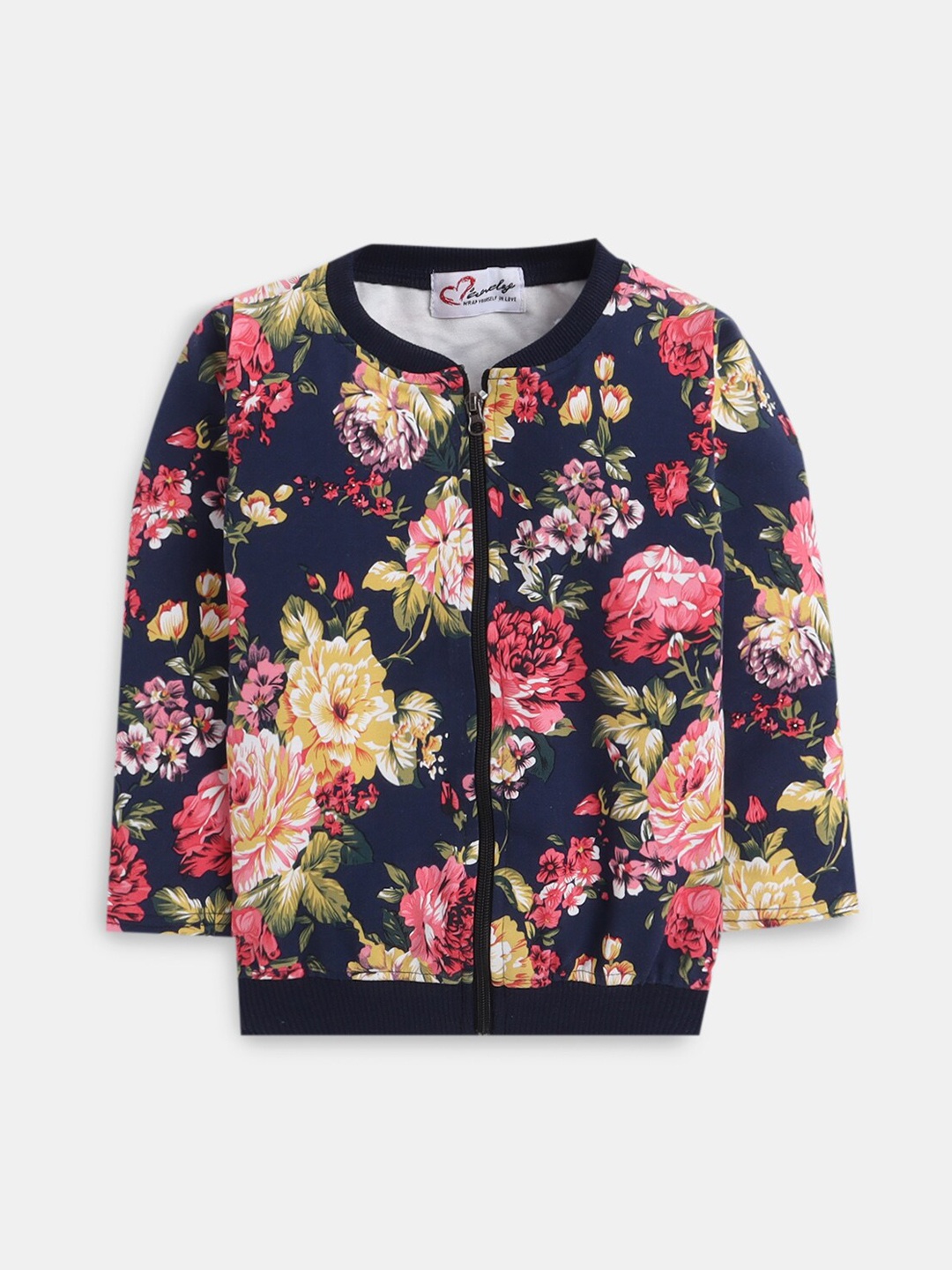 

Hopscotch Girls Blue Yellow Floral Open Front Jacket