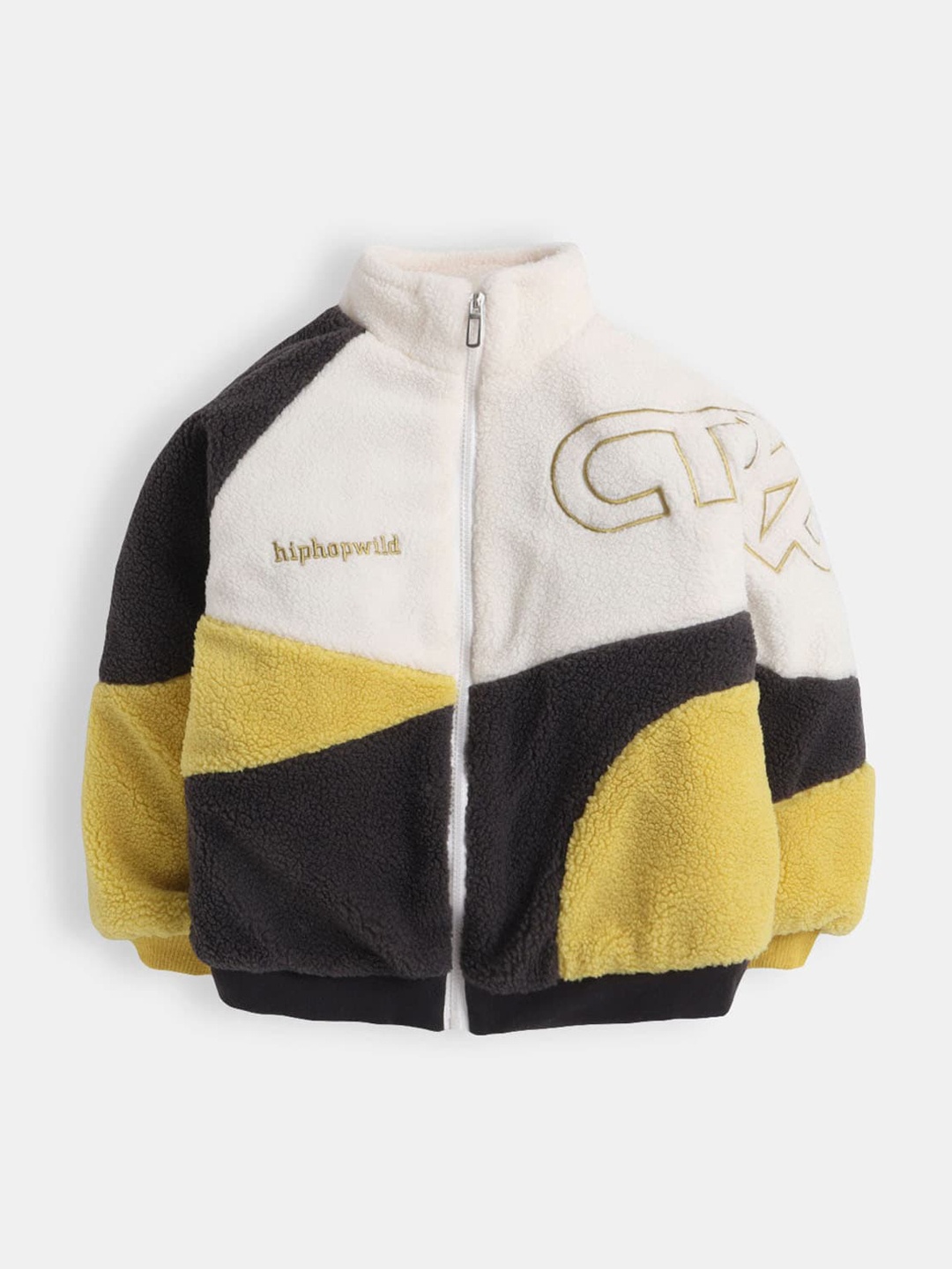 

Hopscotch Boys Beige Yellow Colourblocked Bomber Jacket