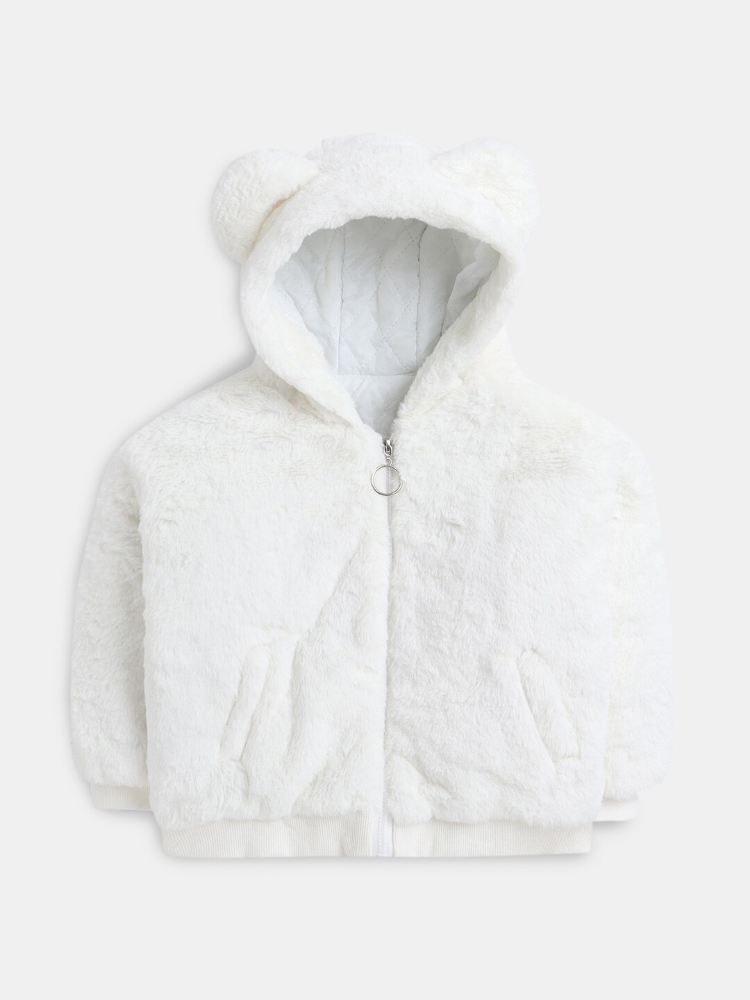 

Hopscotch Girls White Solid Open Front Jacket