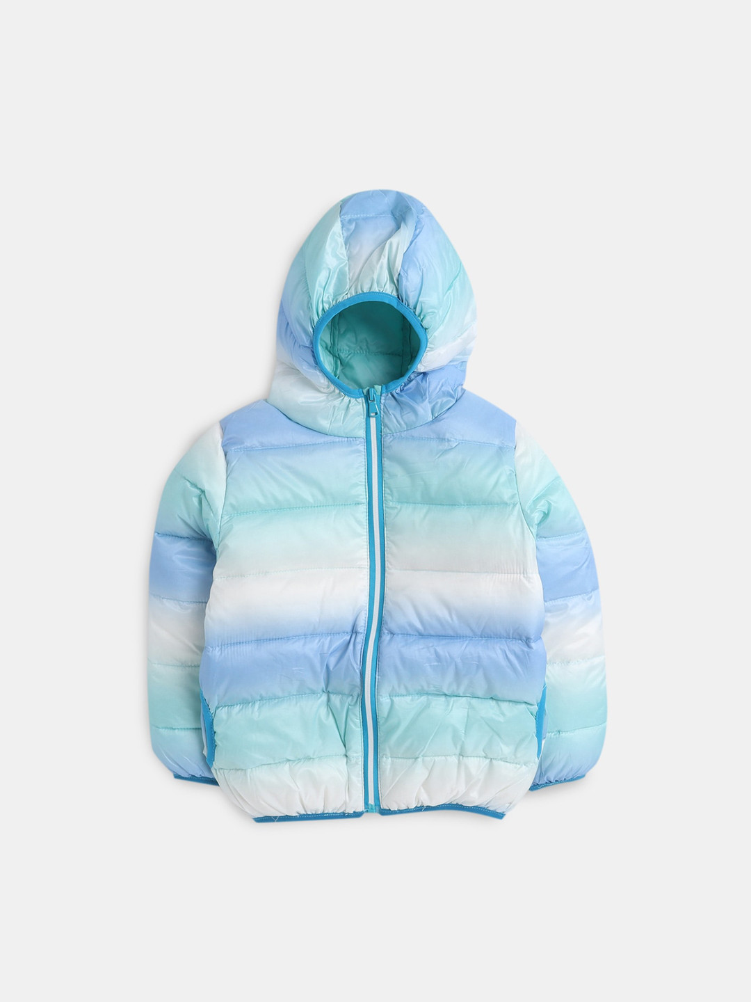 

Hopscotch Boys Blue Colourblocked Hooded Puffer Jacket