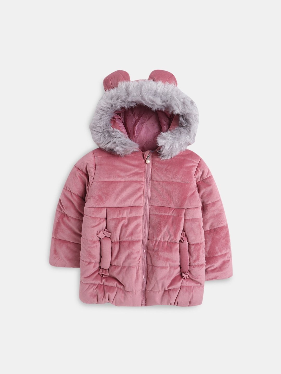 

Hopscotch Girls Pink Self Design Over Coats