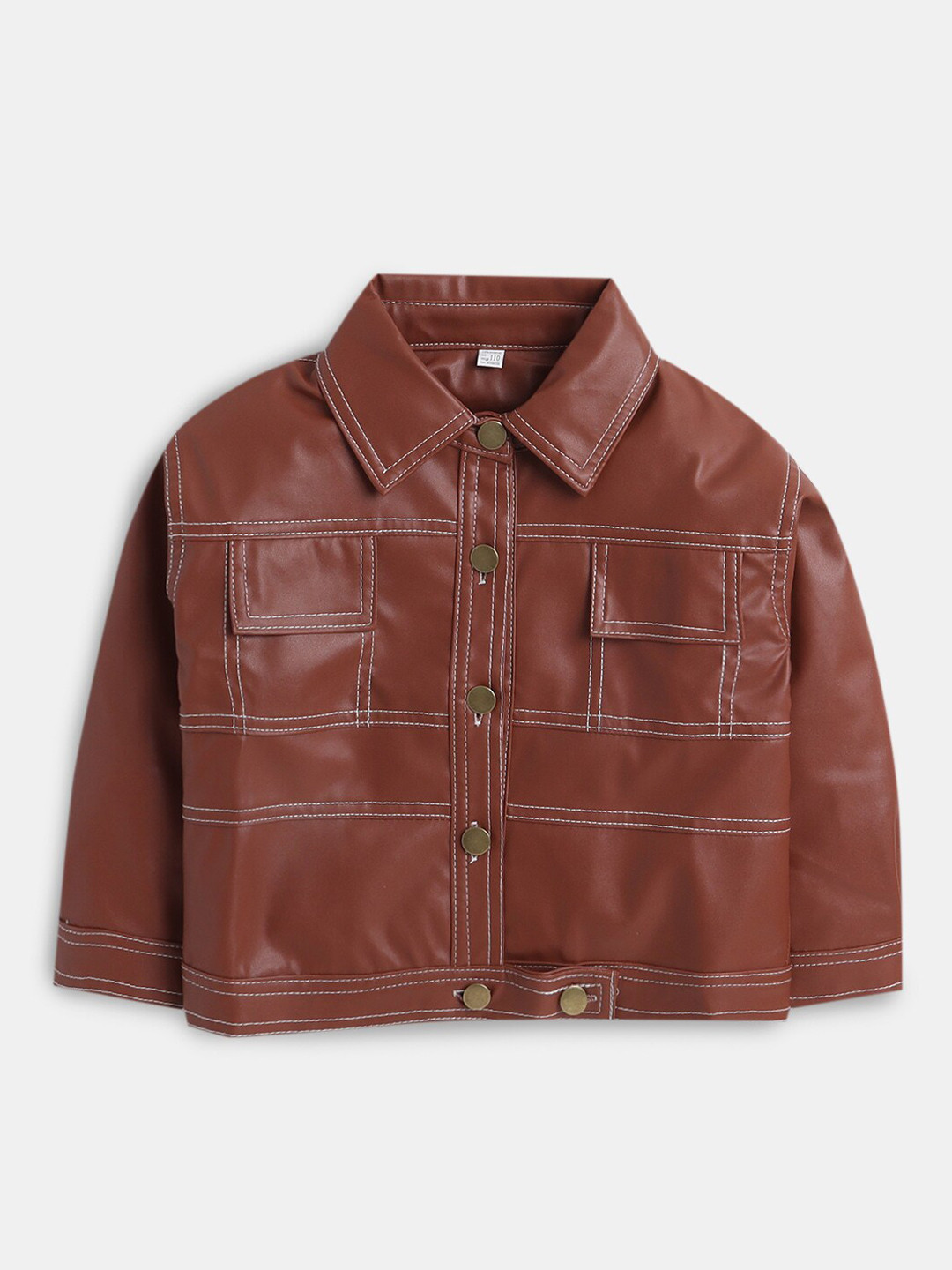 

Hopscotch Boys Brown Striped Denim Jacket