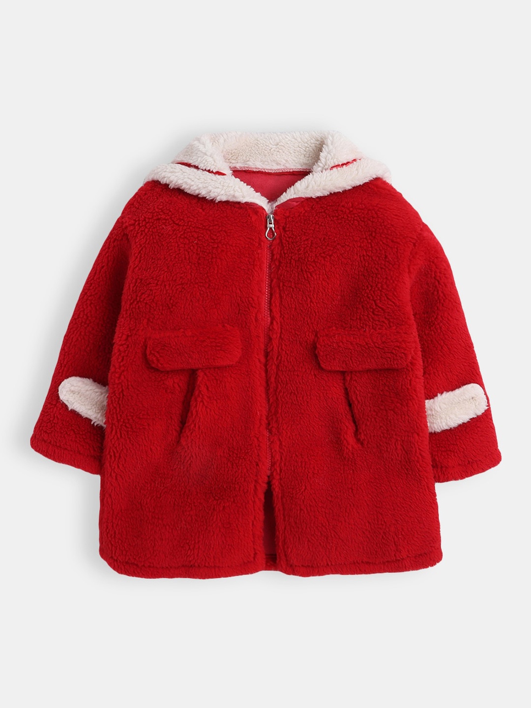 

Hopscotch Girls Red Solid Full-Sleeve Long Coat