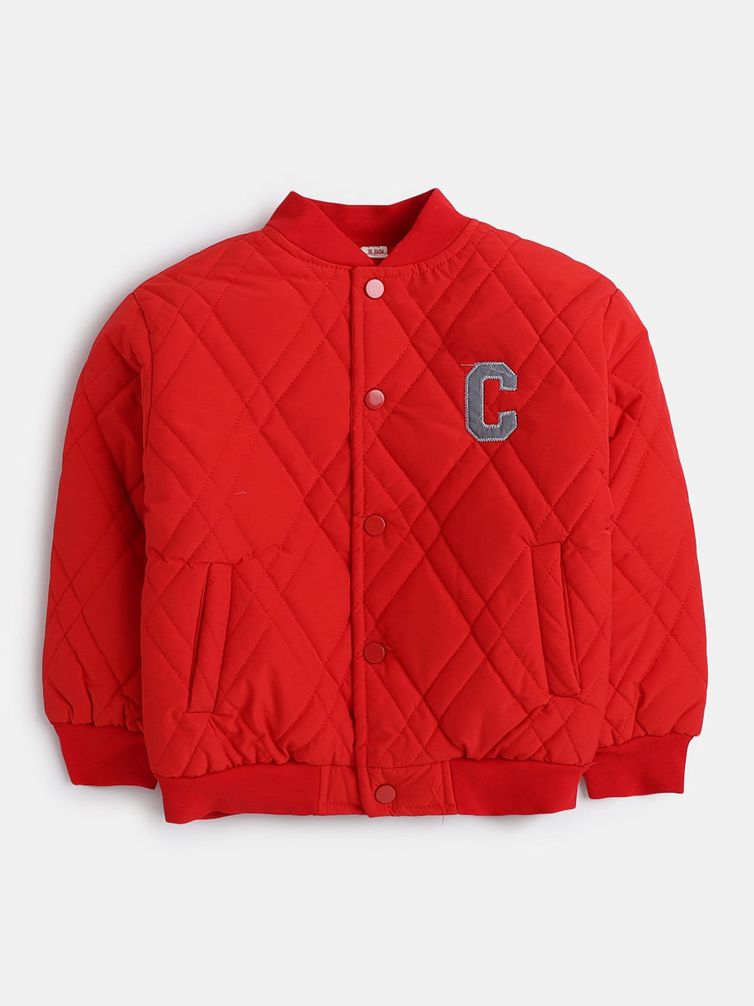 

Hopscotch Kids Boys Red Self Design Full-Sleeves Quilted Jacket