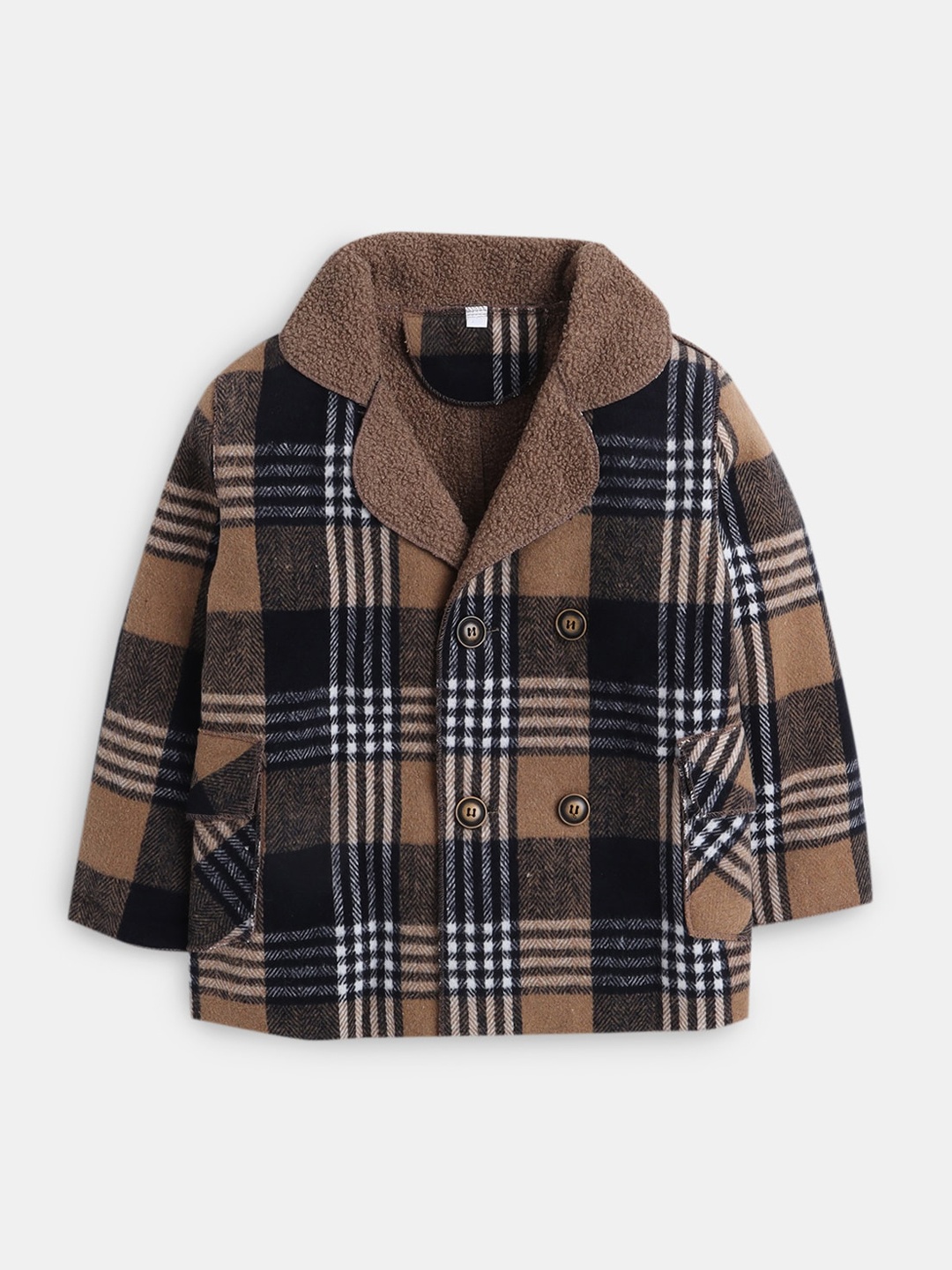 

Hopscotch Boys Brown Checked Pea Coats