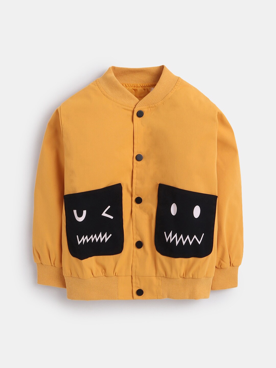 

Hopscotch Boys Yellow Graphic Printed Bomber Jacket