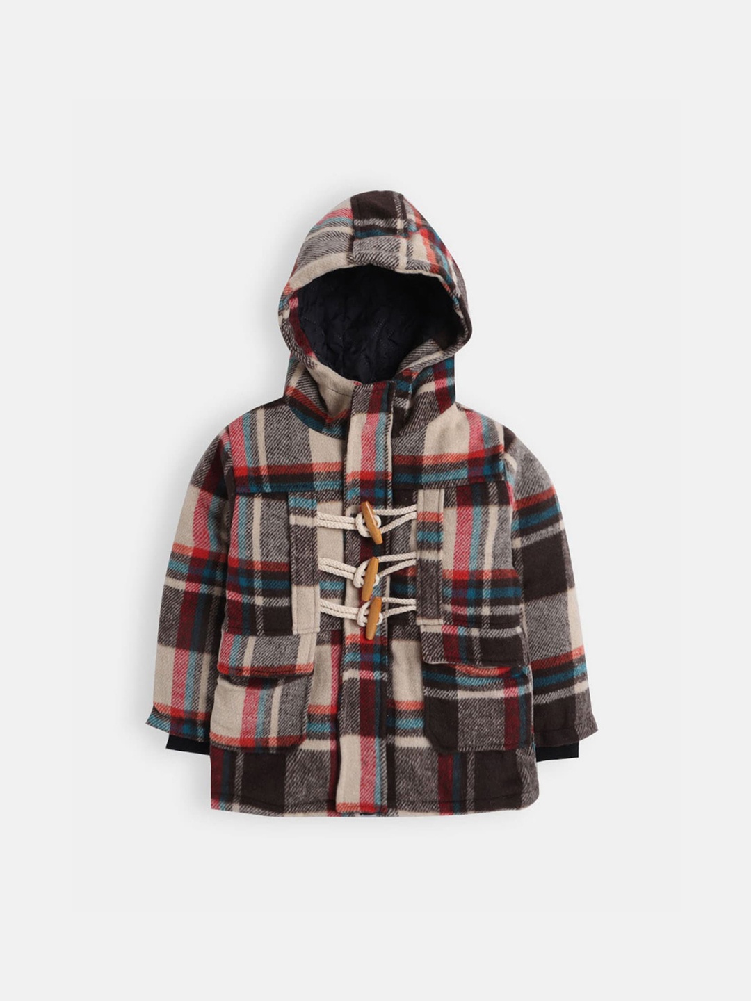 

Hopscotch Boys Brown Checked Longline Coat