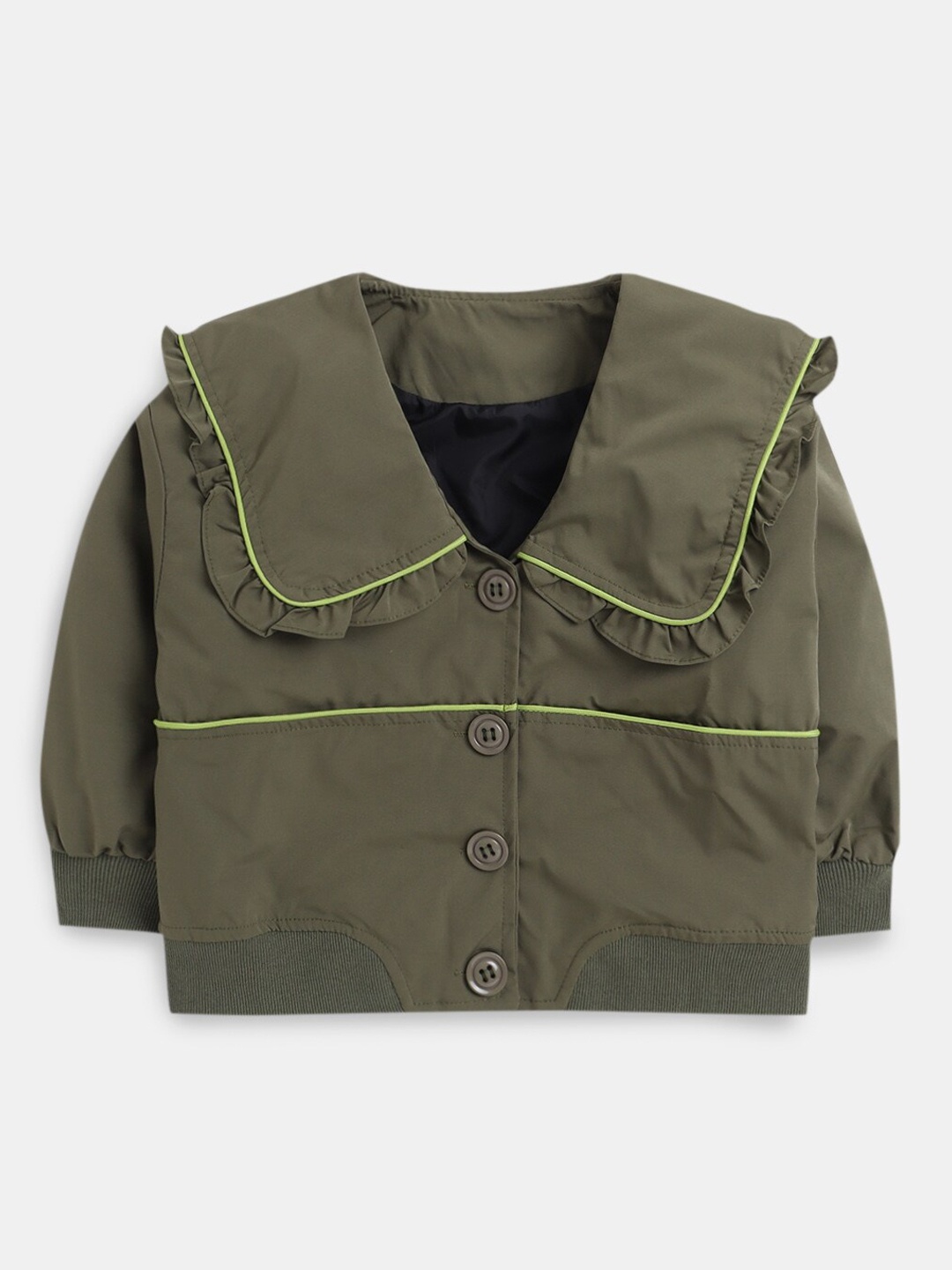 

Hopscotch Girls Green Open Front Crop Jacket