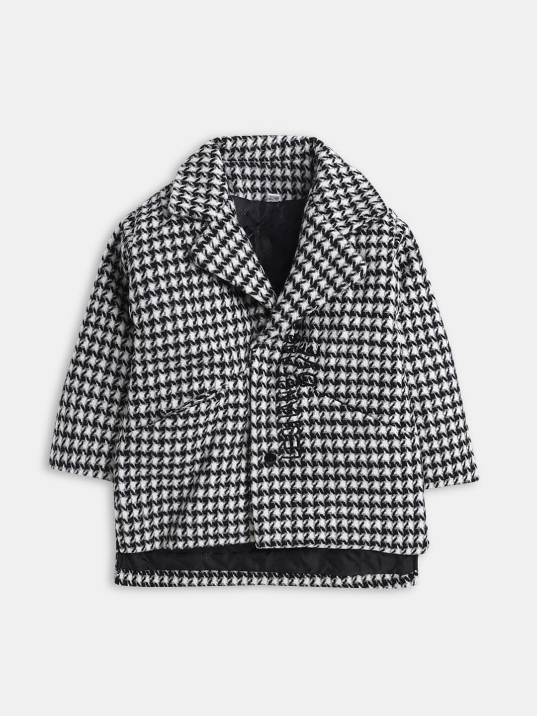 

Hopscotch Girls Black Checkered Single Breasted Overoat