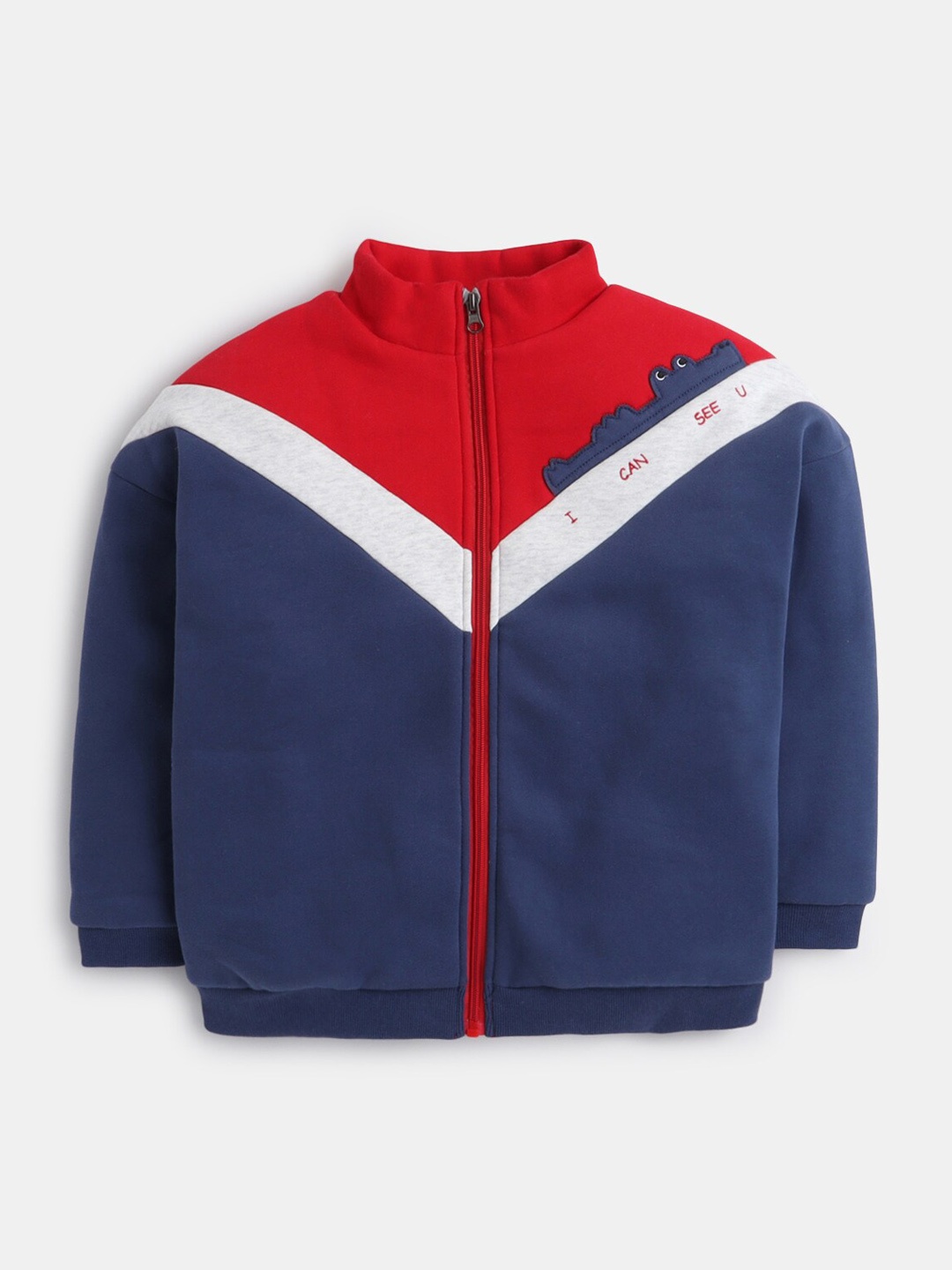 

Hopscotch Boys Blue & Red Colourblocked Bomber Jacket