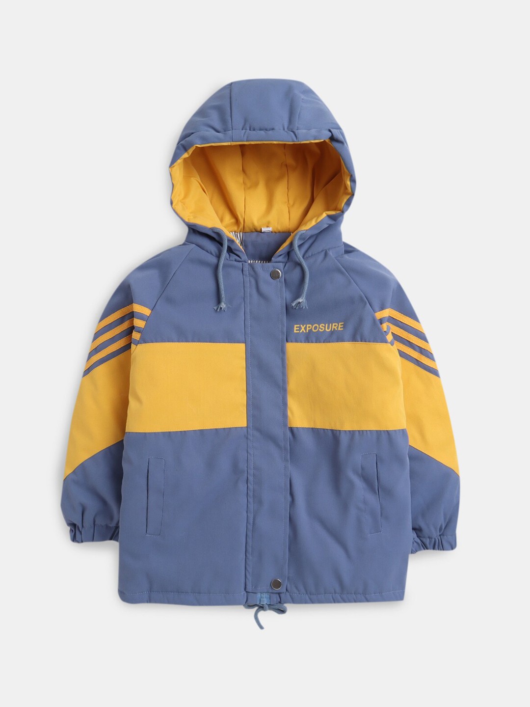 

Hopscotch Boys Blue & Yellow Colourblocked Sporty Jacket