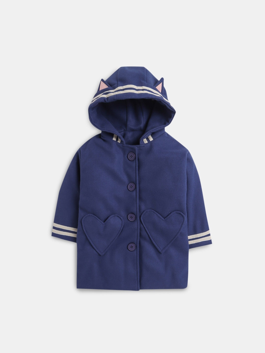 

Hopscotch Girls Blue Solid Longline Pea Coat