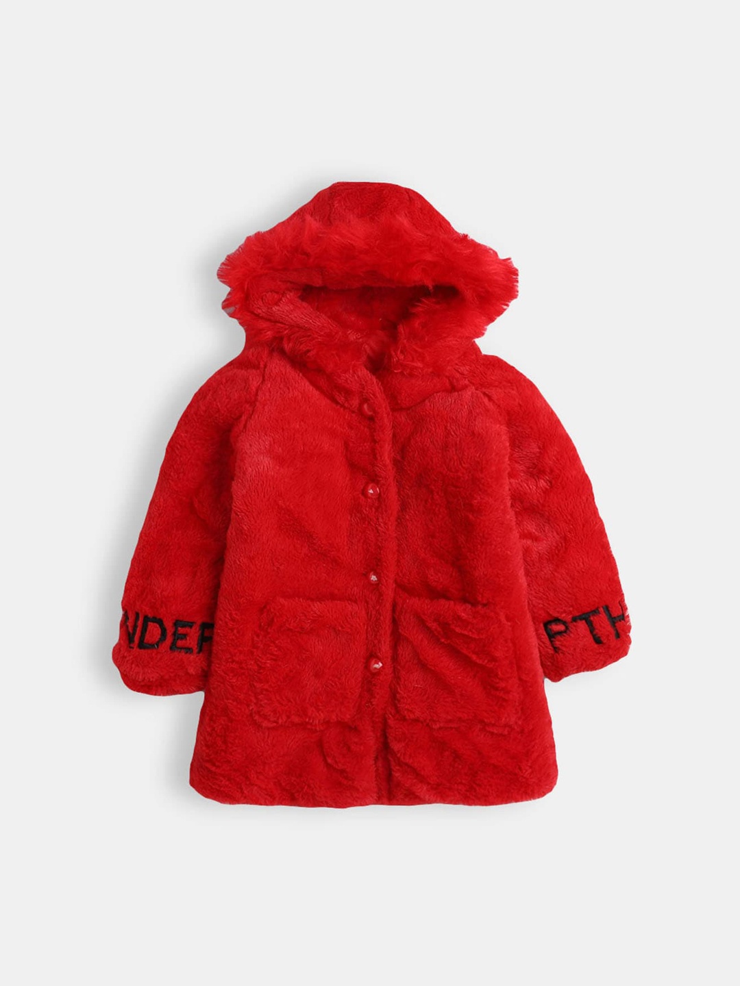 

Hopscotch Girls Red Printed Longline Overcoat