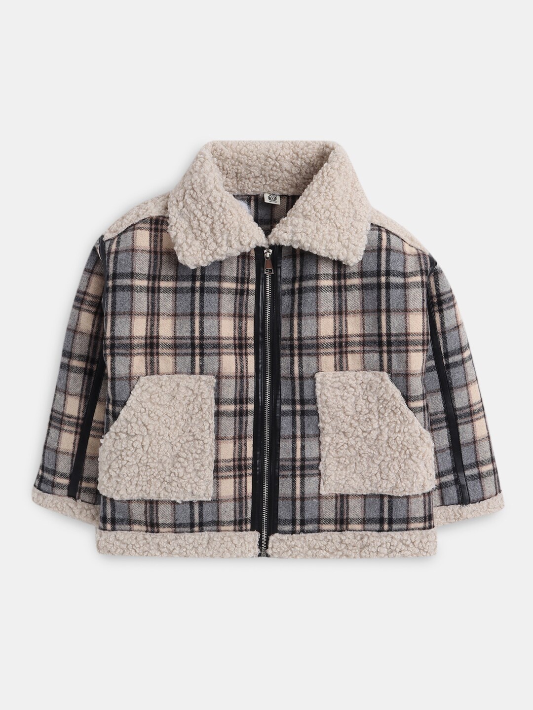 

Hopscotch Boys Beige & Blue Checkered Printed Overcoats