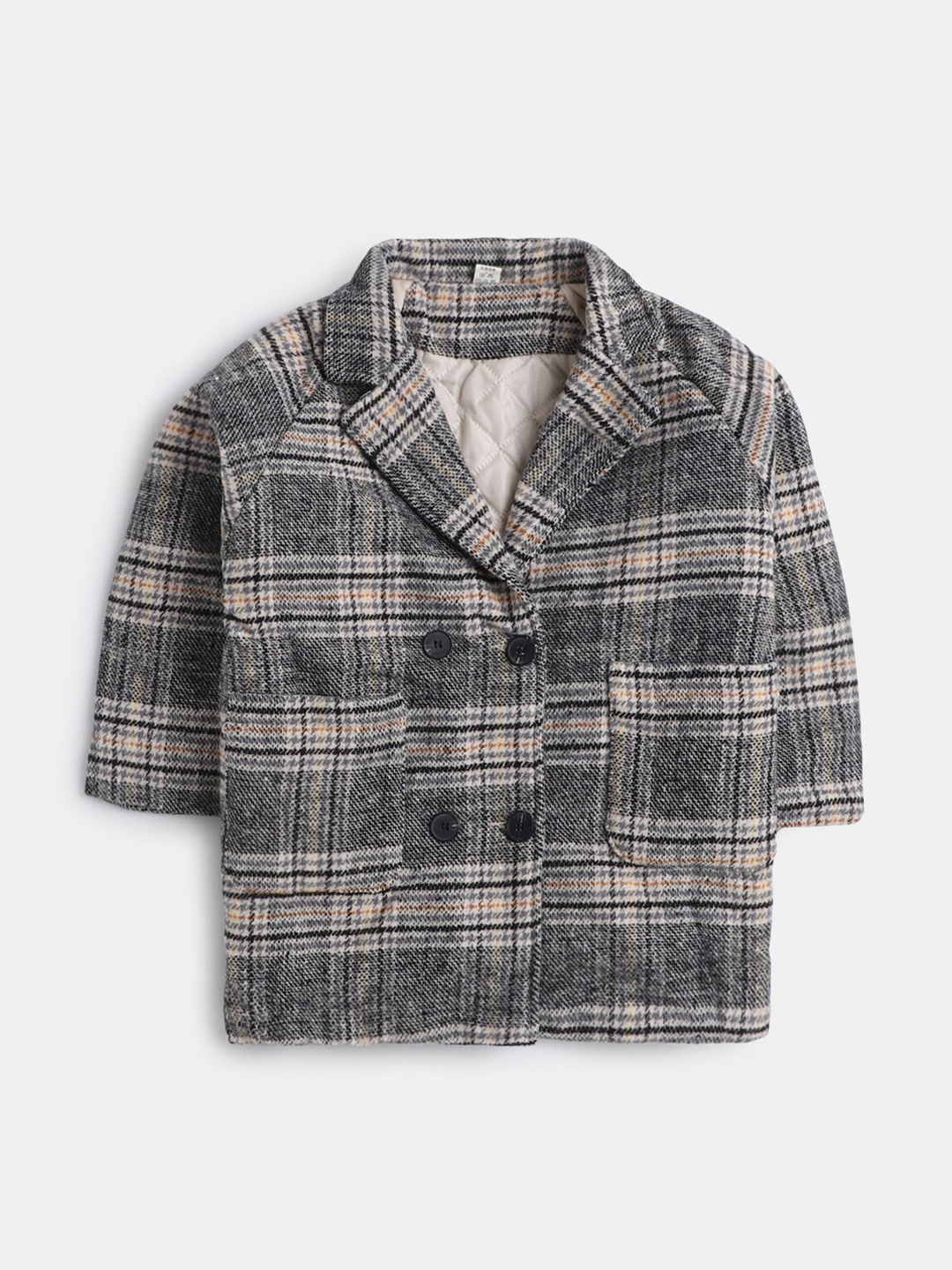 

Hopscotch Boys Grey Checked Longline OverCoat