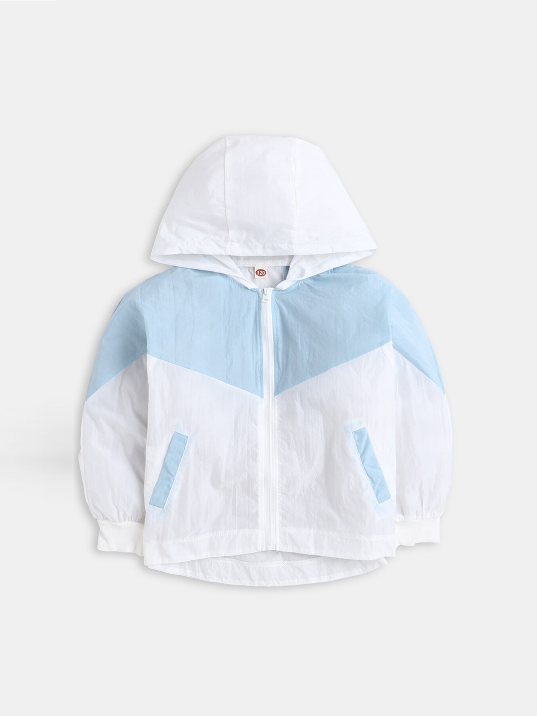 

Hopscotch Girls Blue White Colourblocked Open Front Jacket