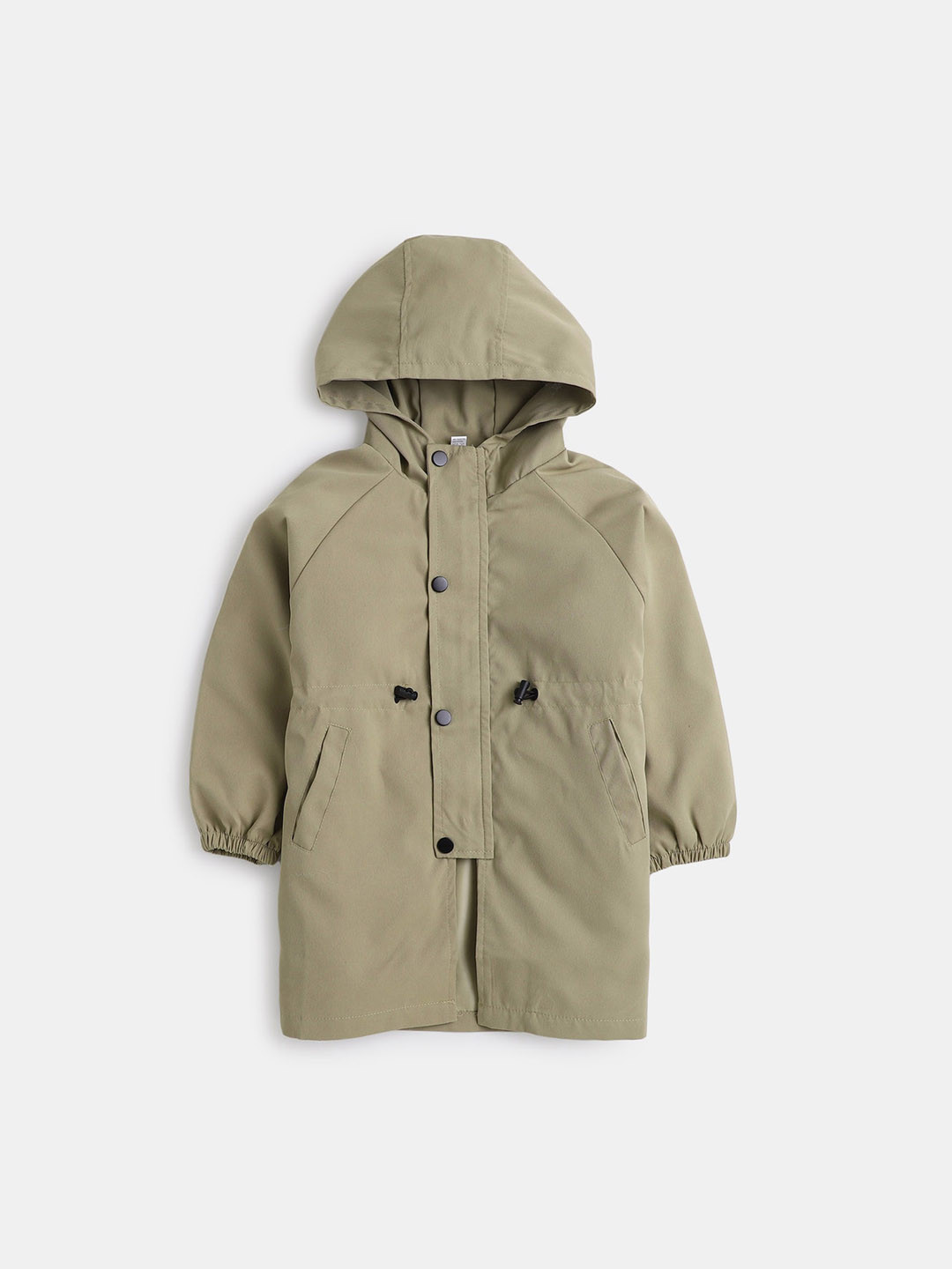 

Hopscotch Girls Khaki Graphic Print Back Cotton Trench Coat