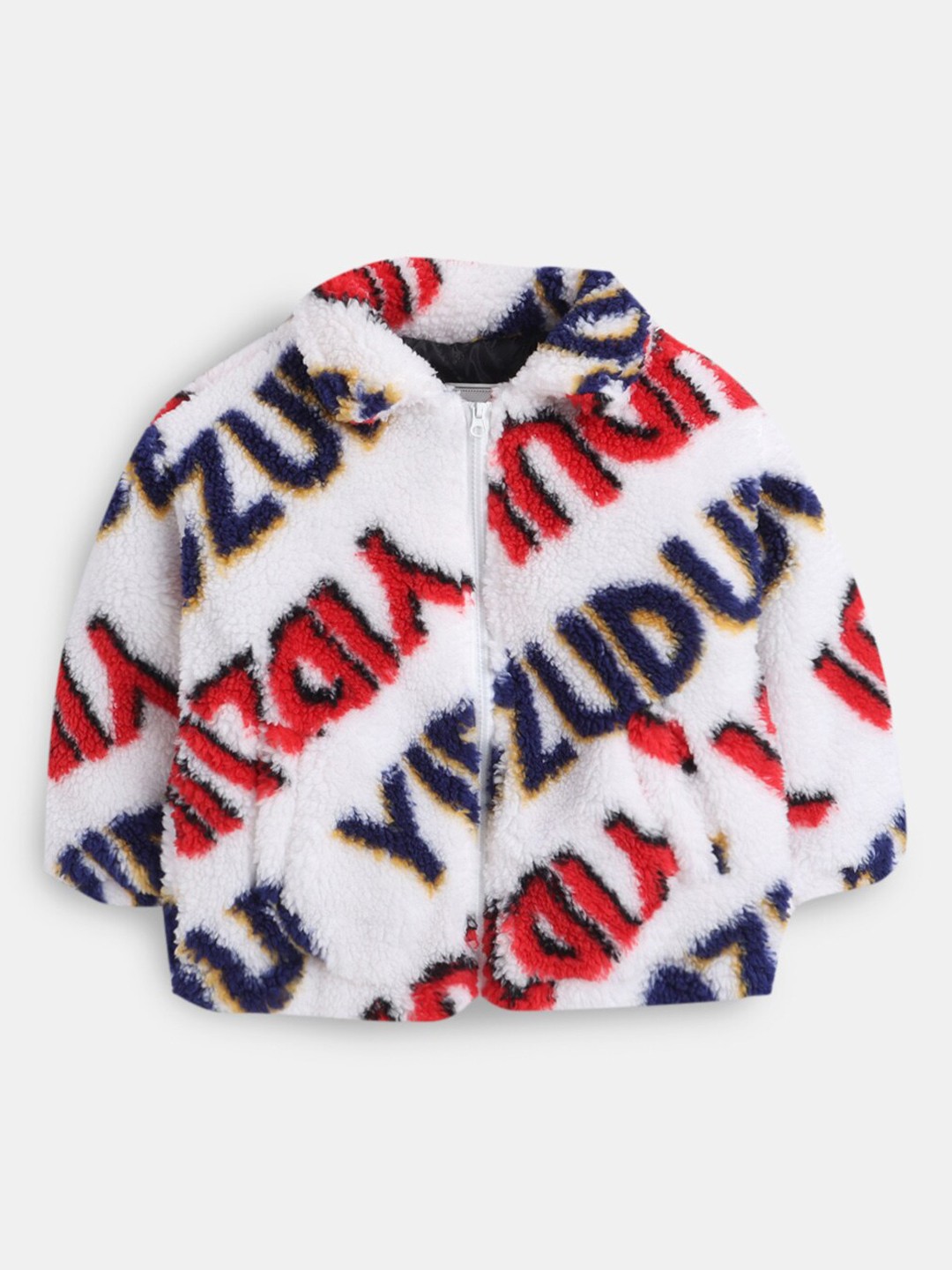 

Hopscotch Boys White Red Typography Cotton Parka Jacket
