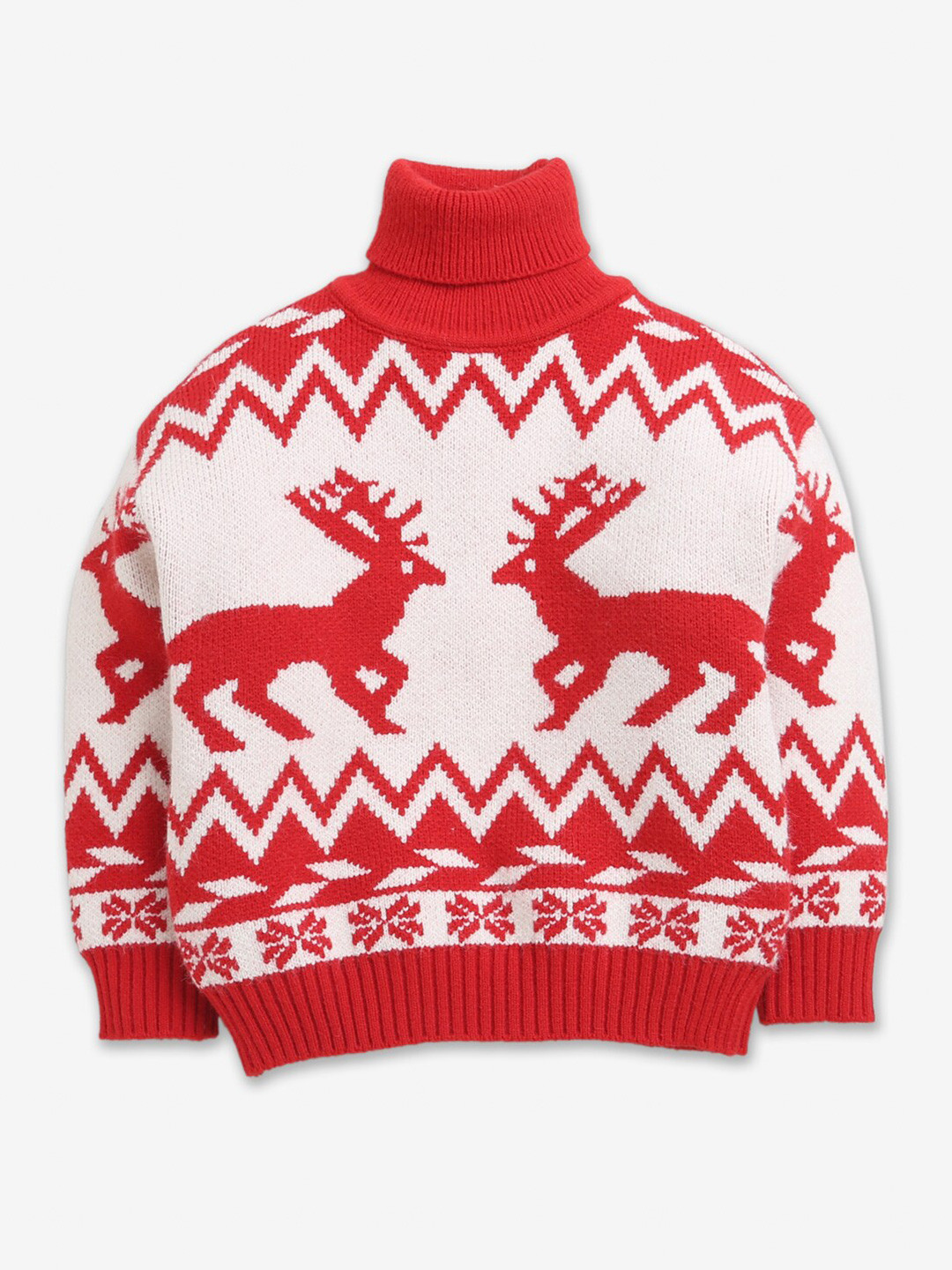

Hopscotch Girls White & Red Printed Pullover