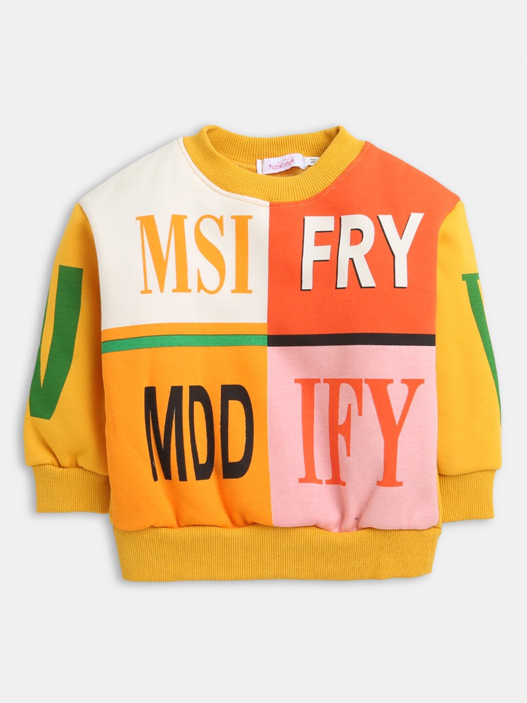 

Hopscotch Boys colourblocked Yellow Cotton Sweatshirt