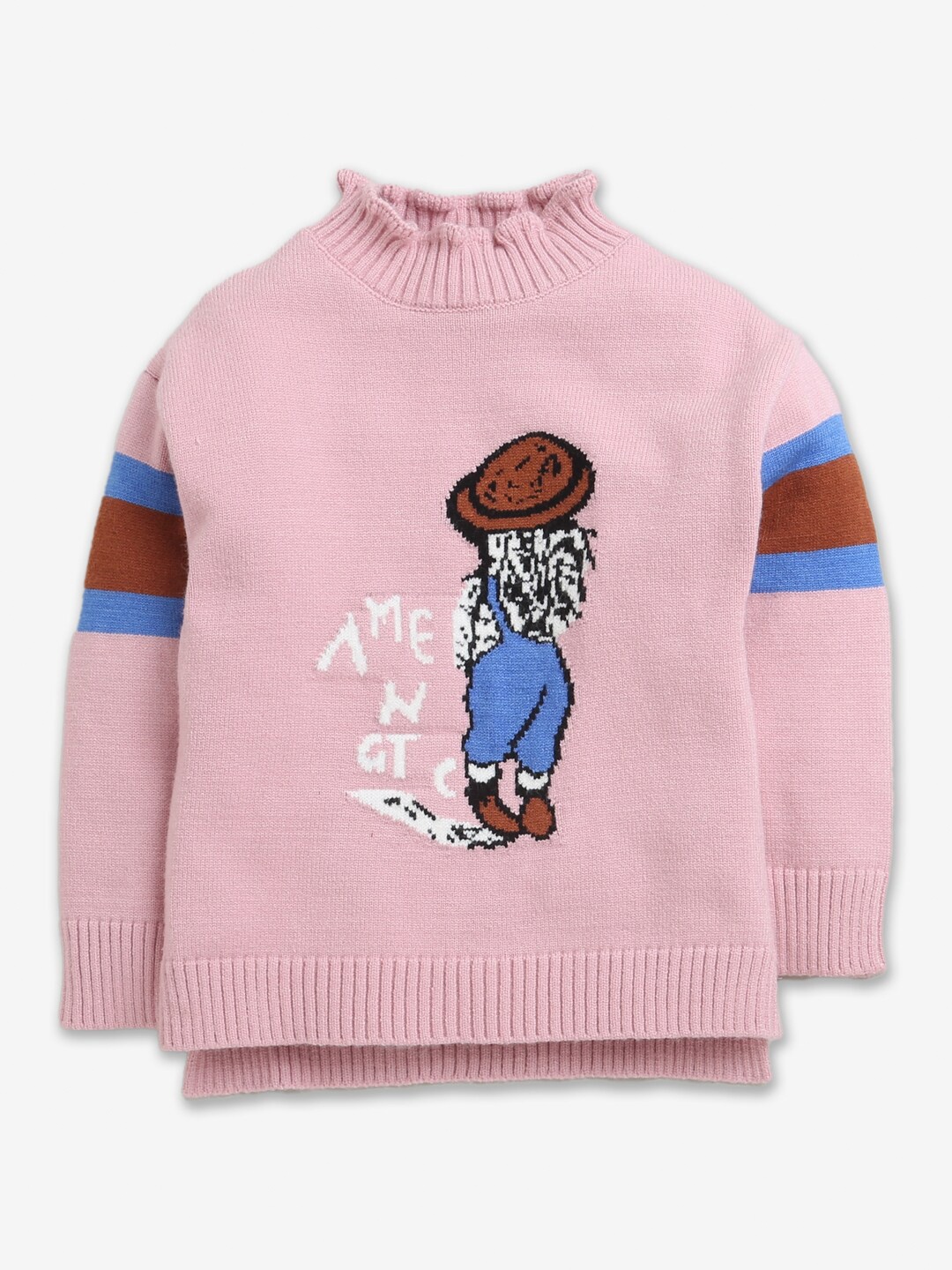 

Hopscotch Girls Pink & Blue Printed Pullover