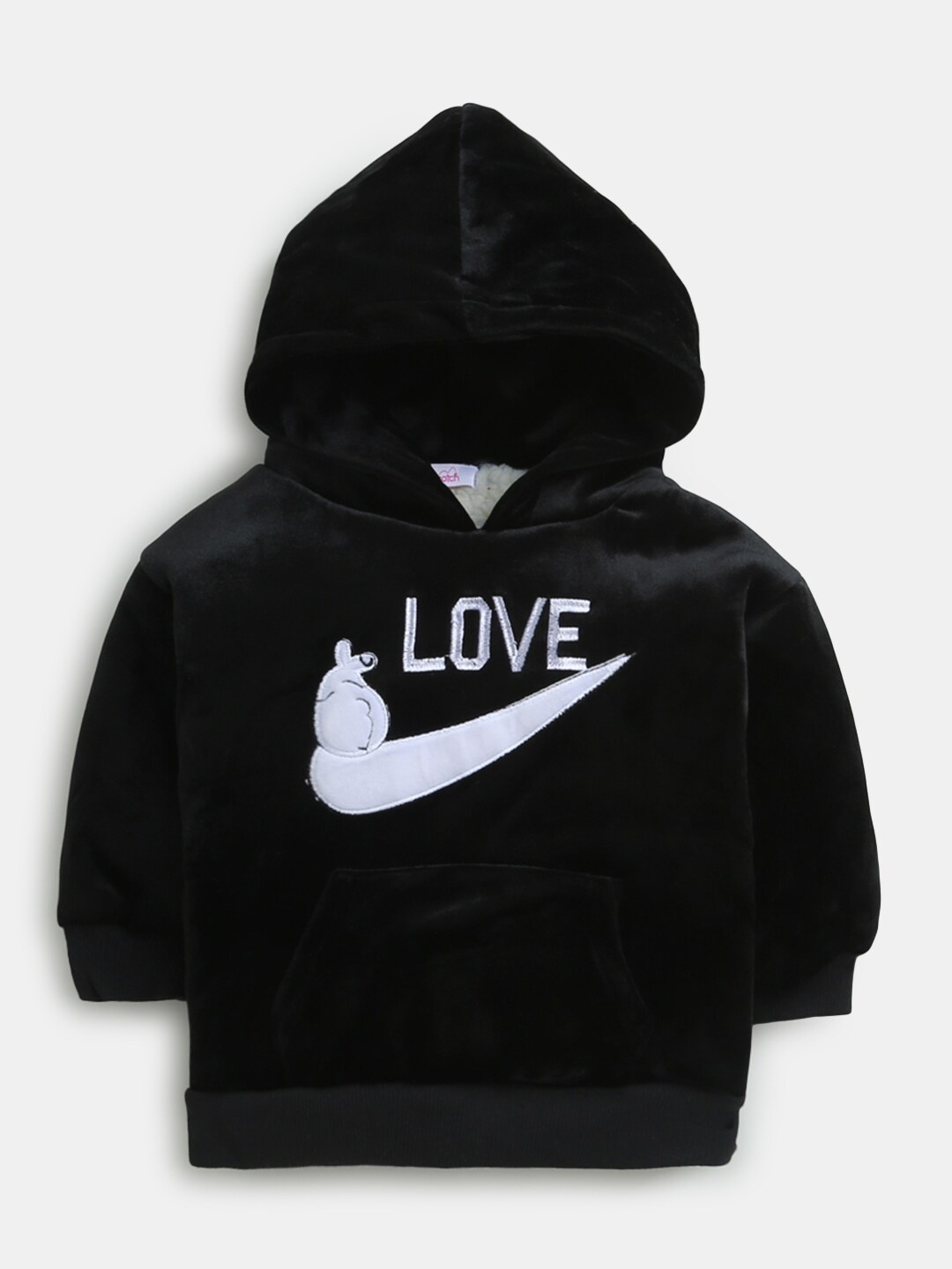 

Hopscotch Boys Black Printed Hooded Sweatshirt
