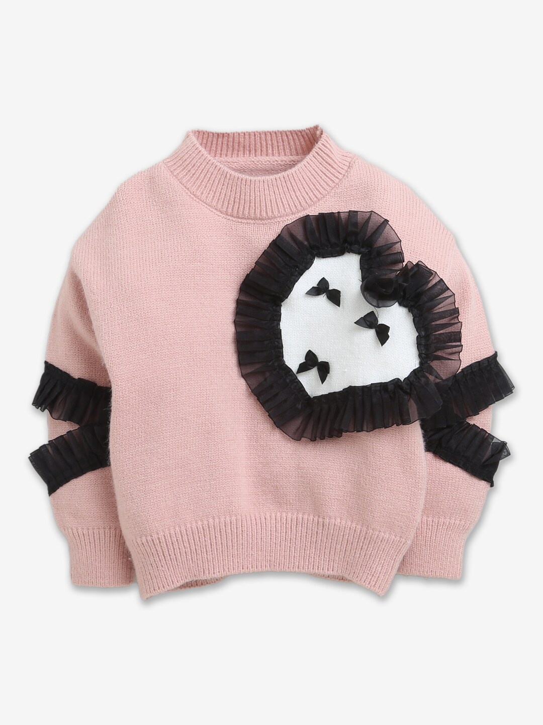 

Hopscotch Girls Pink & White Pullover with Applique Detail