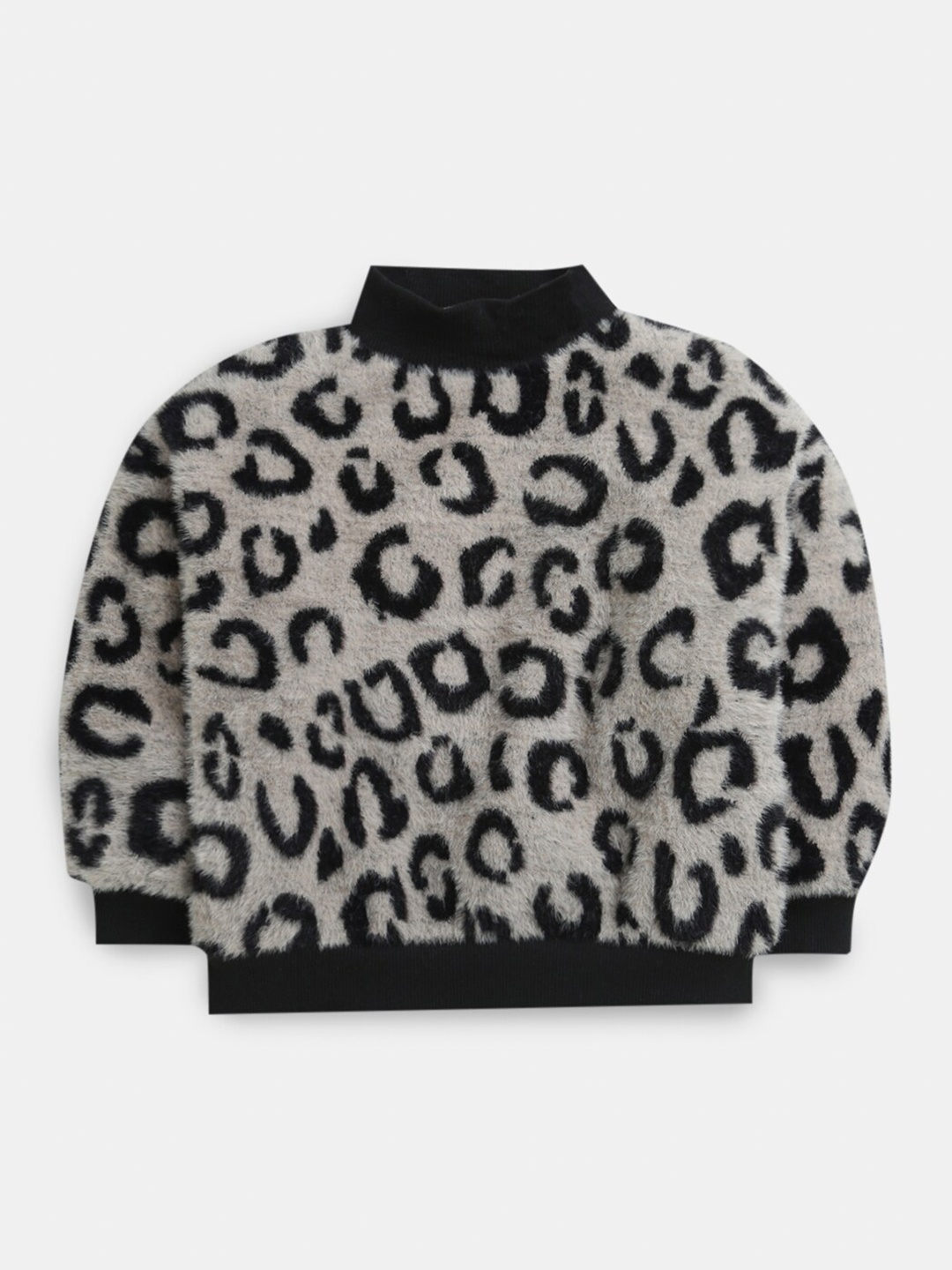 

Hopscotch Boys Beige & Black Animal Printed Full-Sleeve Sweater