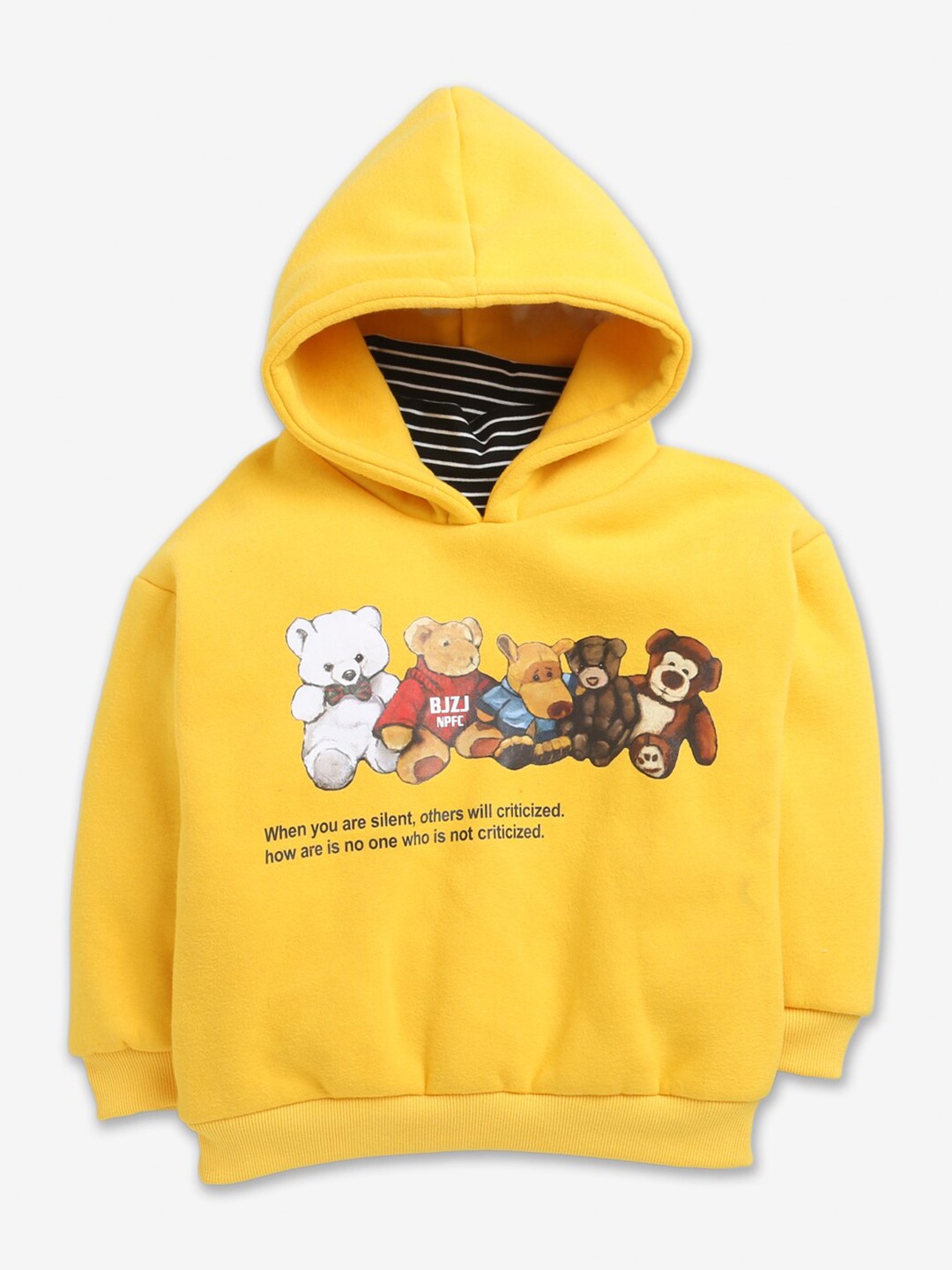 

Hopscotch Boys Yellow Printed Hooded Sweatshirt