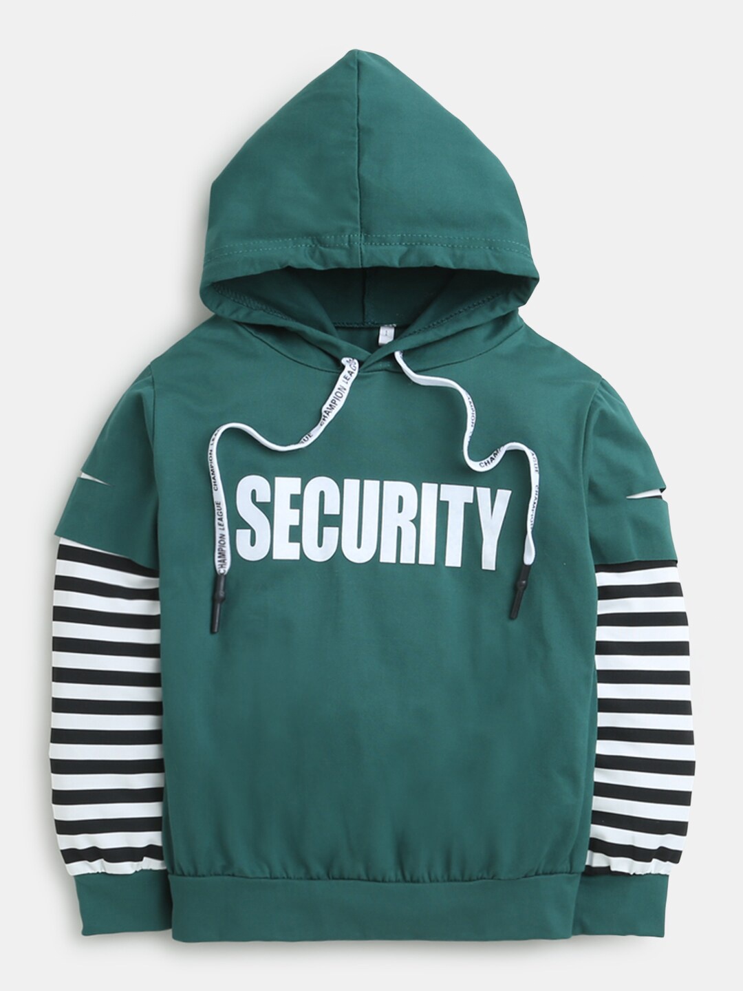 

Hopscotch Girls Green Printed Hooded Sweatshirt