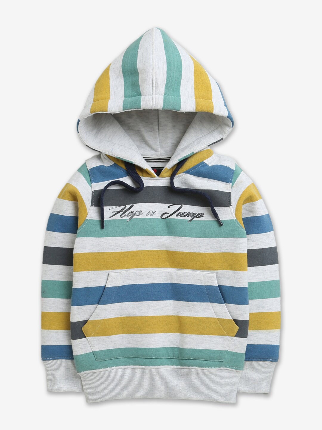 

Hopscotch Boys Multicoloured Striped Hooded Sweatshirt, Multi