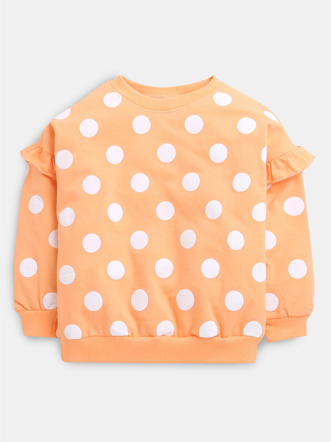 

Hopscotch Girls Orange Printed Sweatshirt