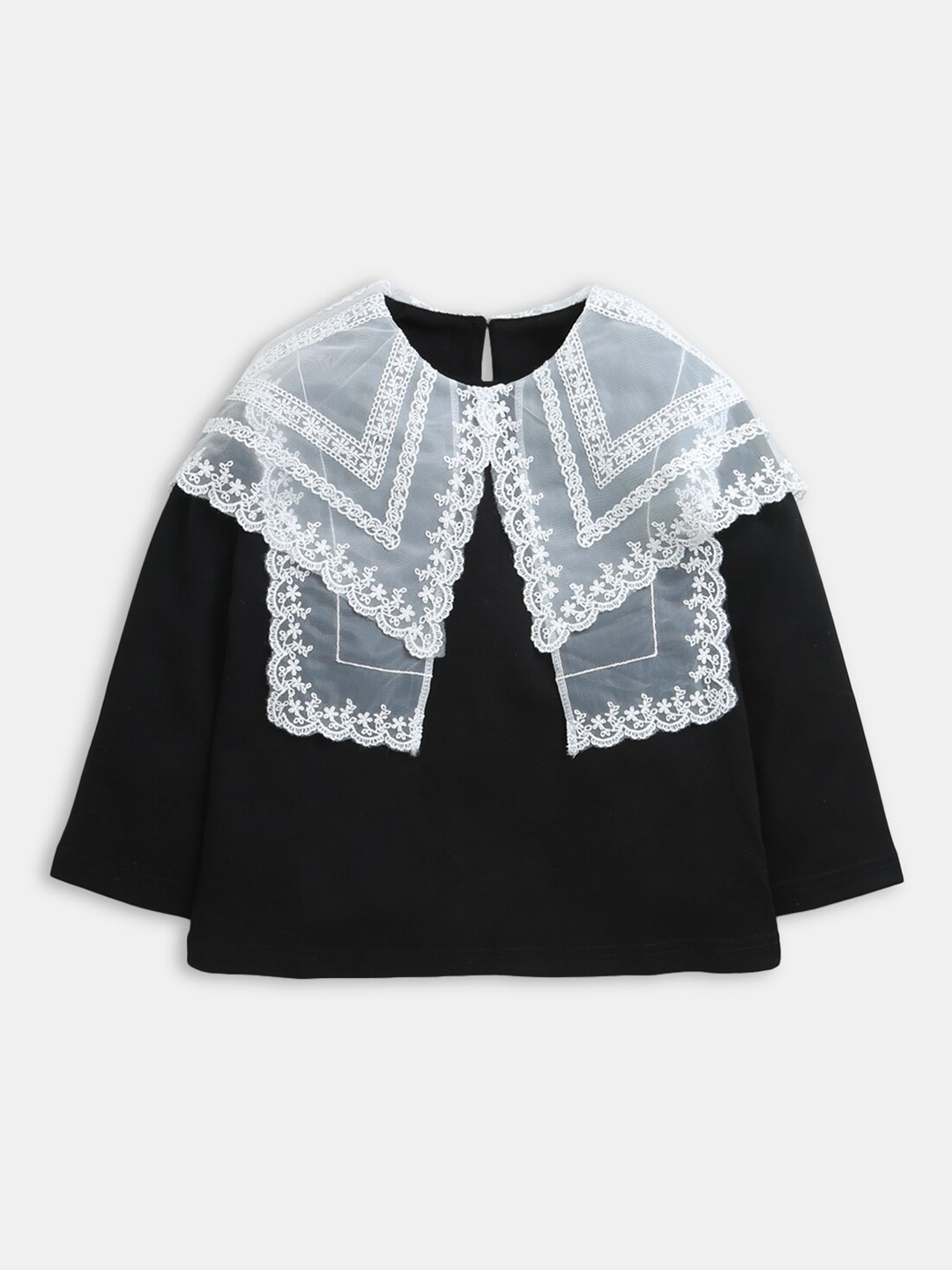 

Hopscotch Girls Black Embroidered Sweatshirt