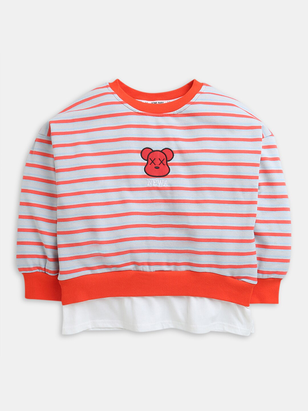 

Hopscotch Boys Red Striped Cotton Sweatshirt