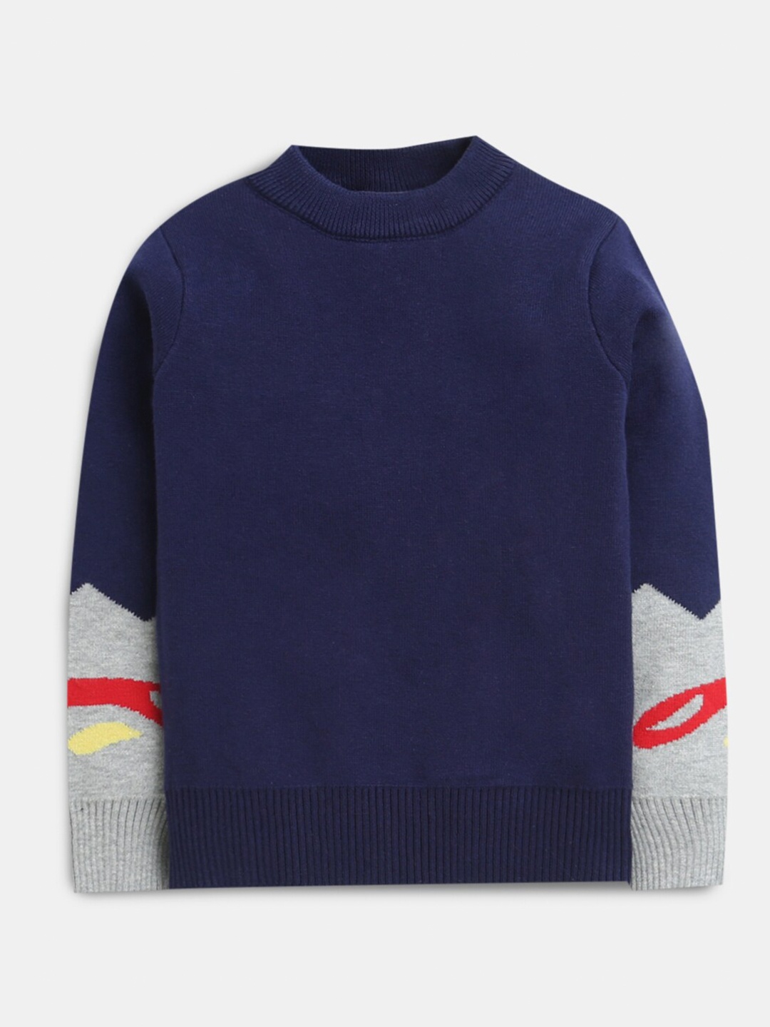 

Hopscotch Boys Navy Blue & Grey Printed Pullover