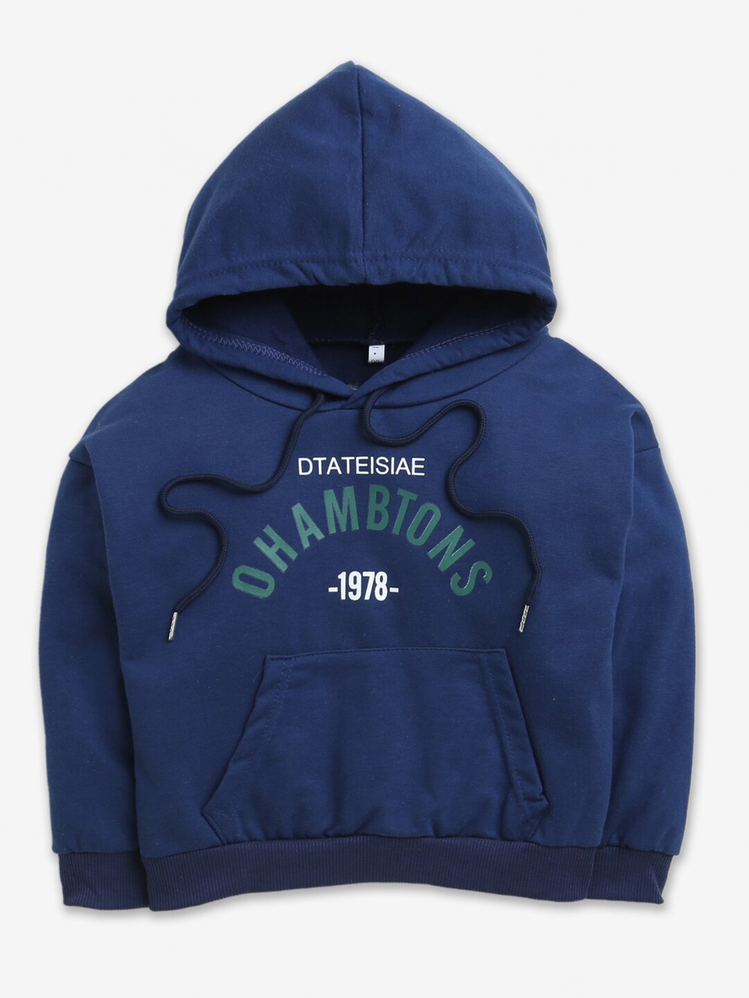 

Hopscotch Boys Navy Blue Printed Hooded Sweatshirt