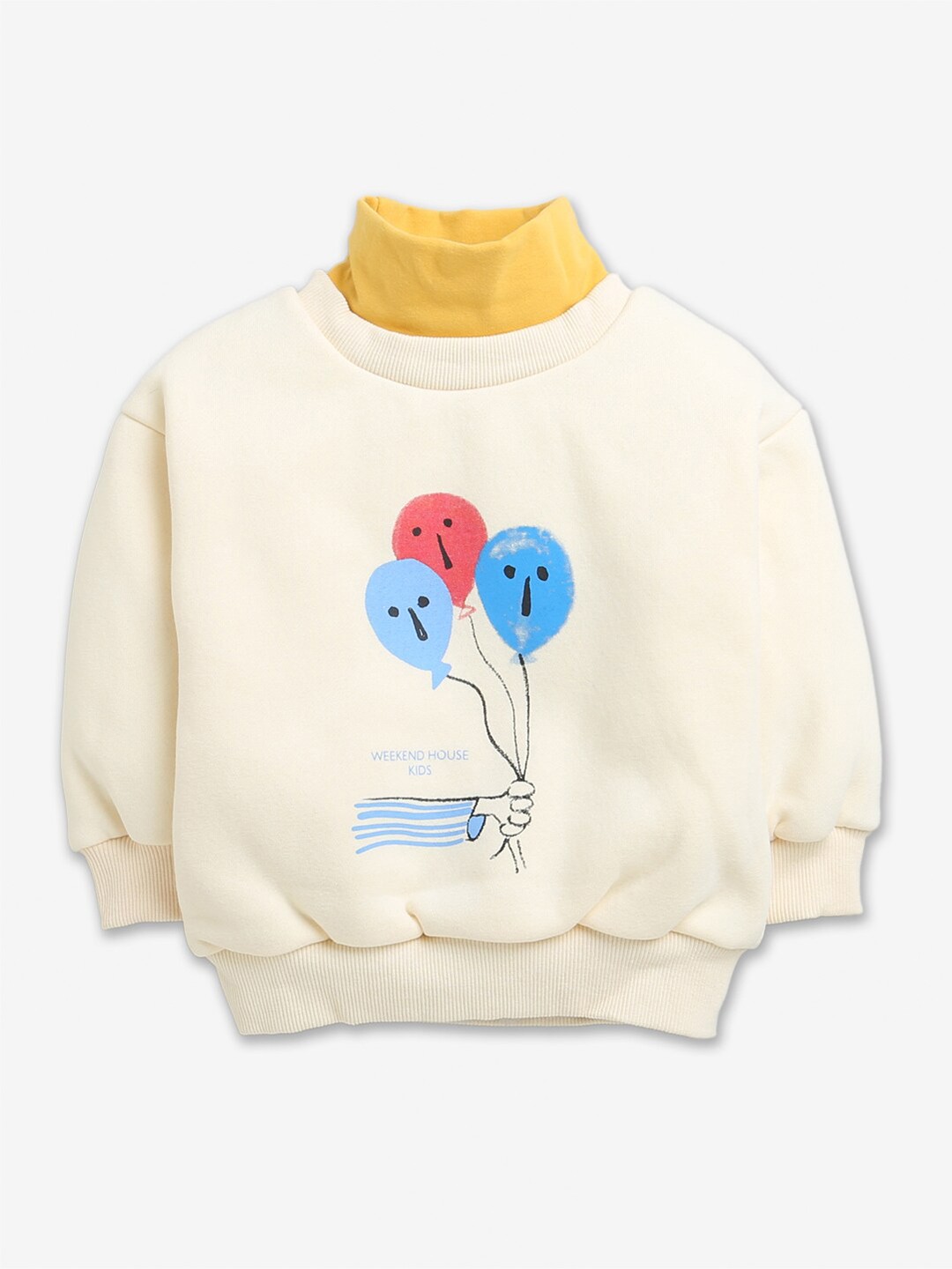 

Hopscotch Girls Beige Printed Cotton Sweatshirt
