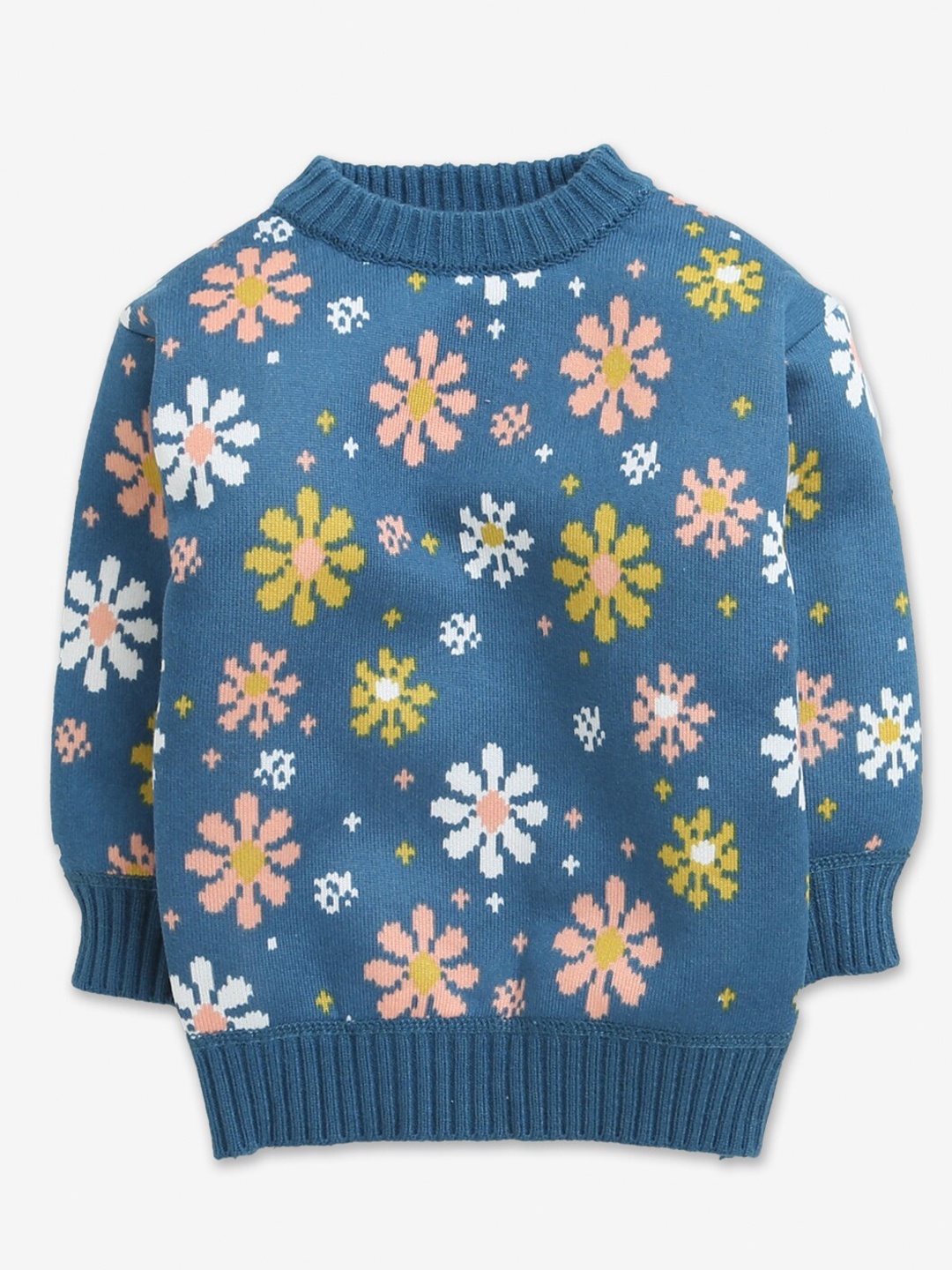

Hopscotch Girls Teal & White Floral Printed Pullover Sweater