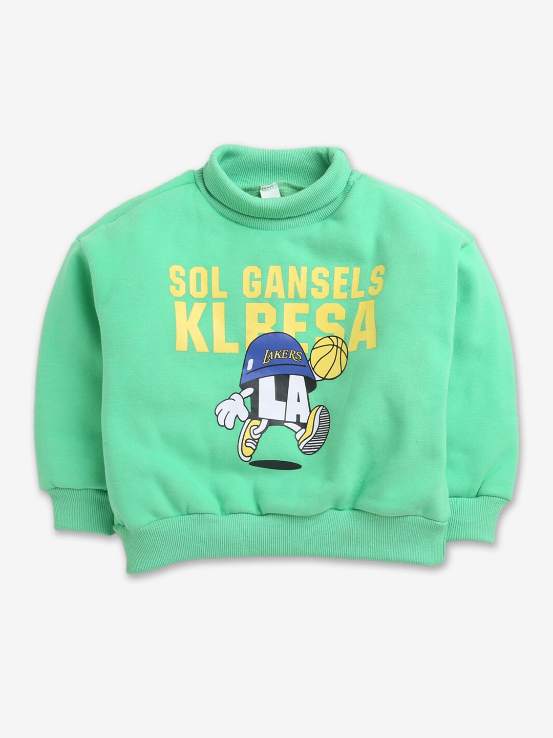 

Hopscotch Boys Green Graphic Printed Cotton Sweatshirt