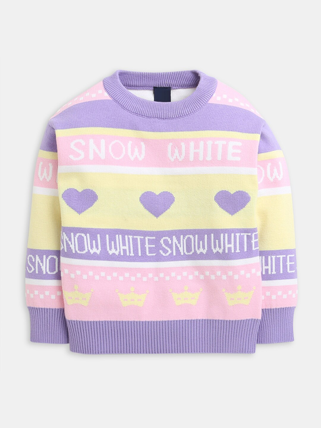 

Hopscotch Girls Purple & Pink Typography Printed Long Sleeves Pullover Sweater
