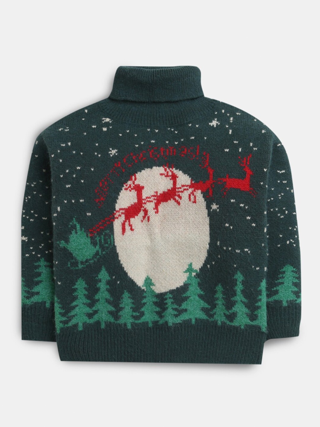 

Hopscotch Girls Green & Cream-Colored Woven Design Sweater