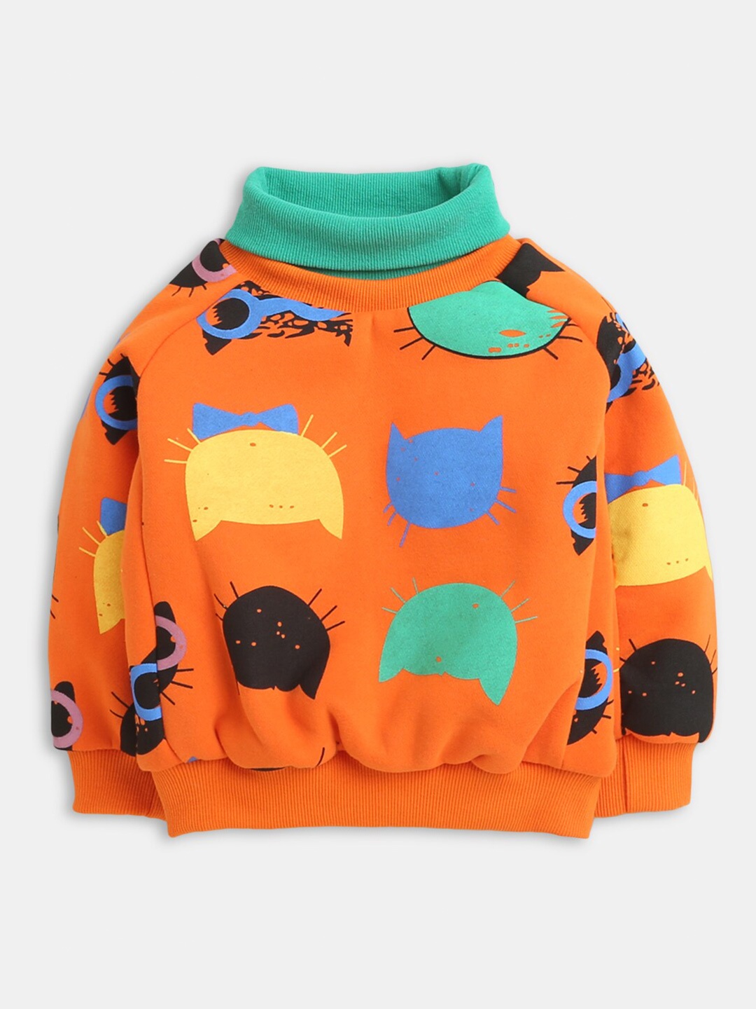 

Hopscotch Girls Orange Printed Sweatshirt