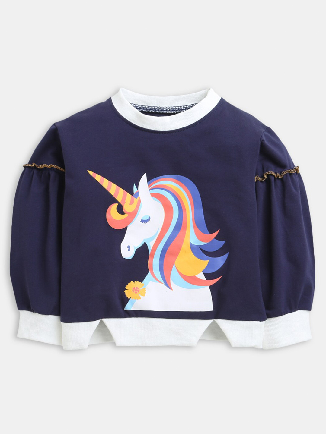 

Hopscotch Girls Navy Blue Printed Sweatshirt