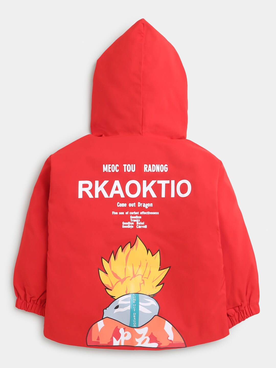 

Hopscotch Boys Red Printed Hooded Sweatshirt