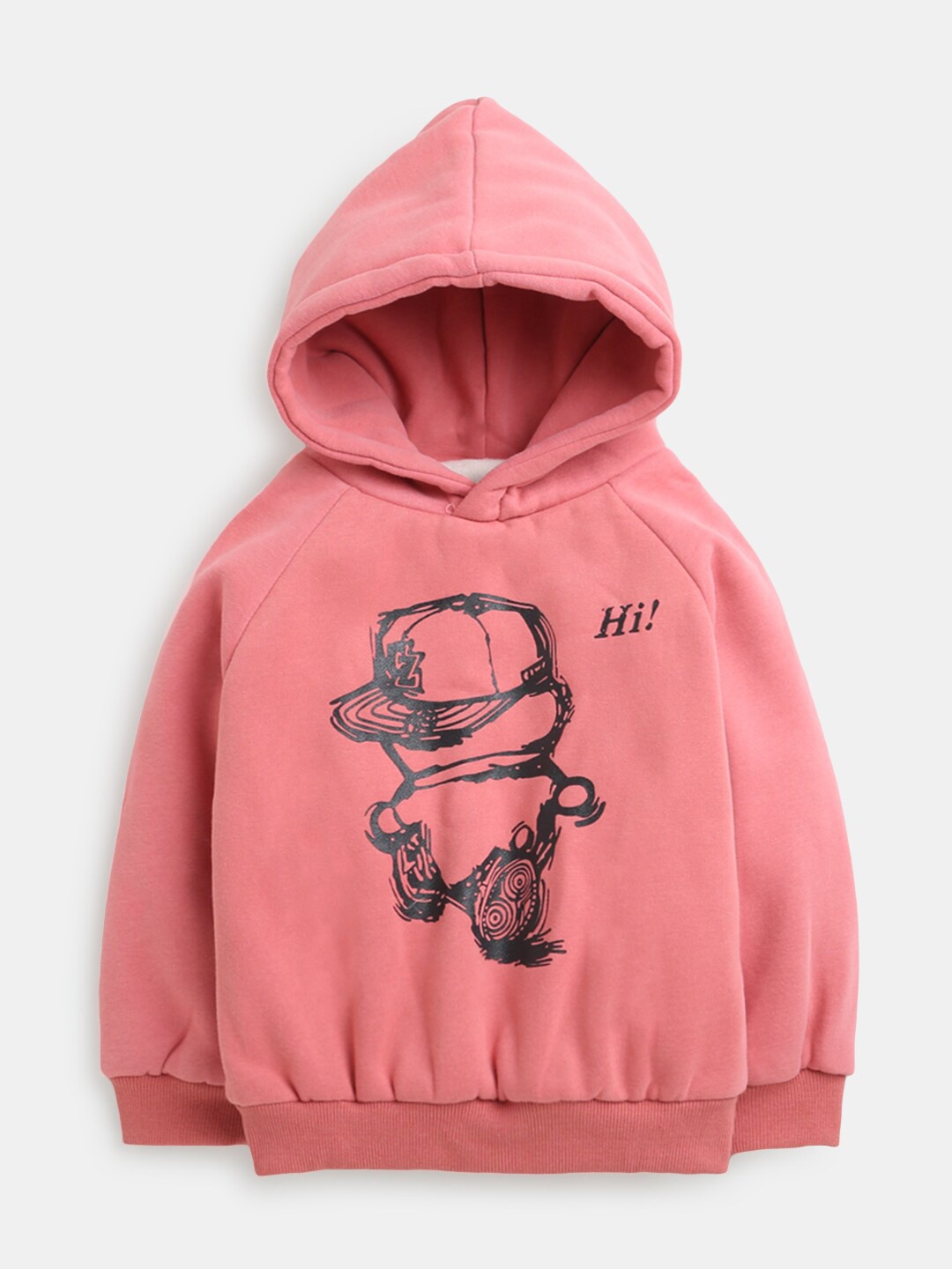 

Hopscotch Boys Pink Printed Hooded Sweatshirt
