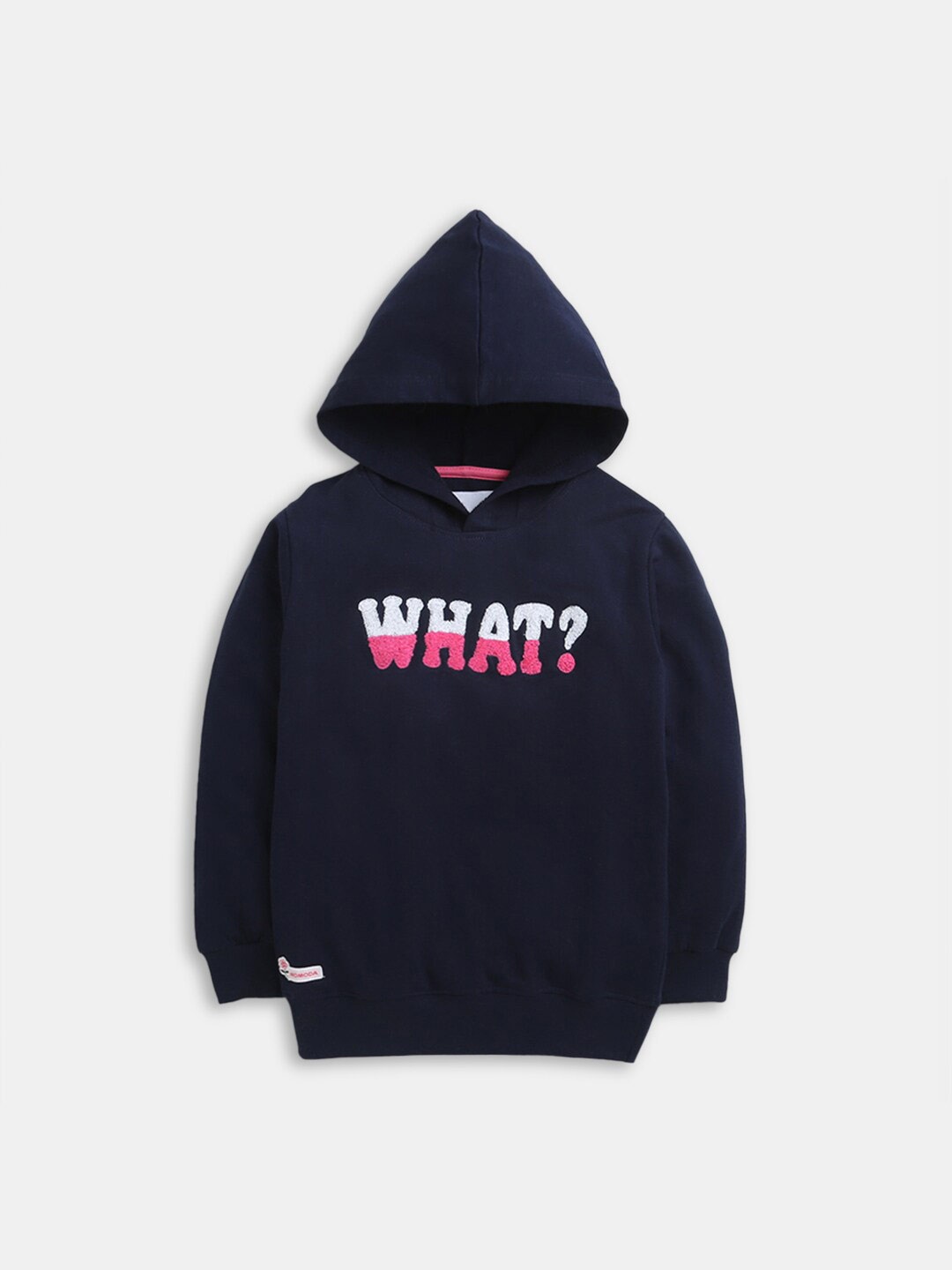 

Hopscotch Girls Navy Blue Embroidered Hooded Cotton Sweatshirt