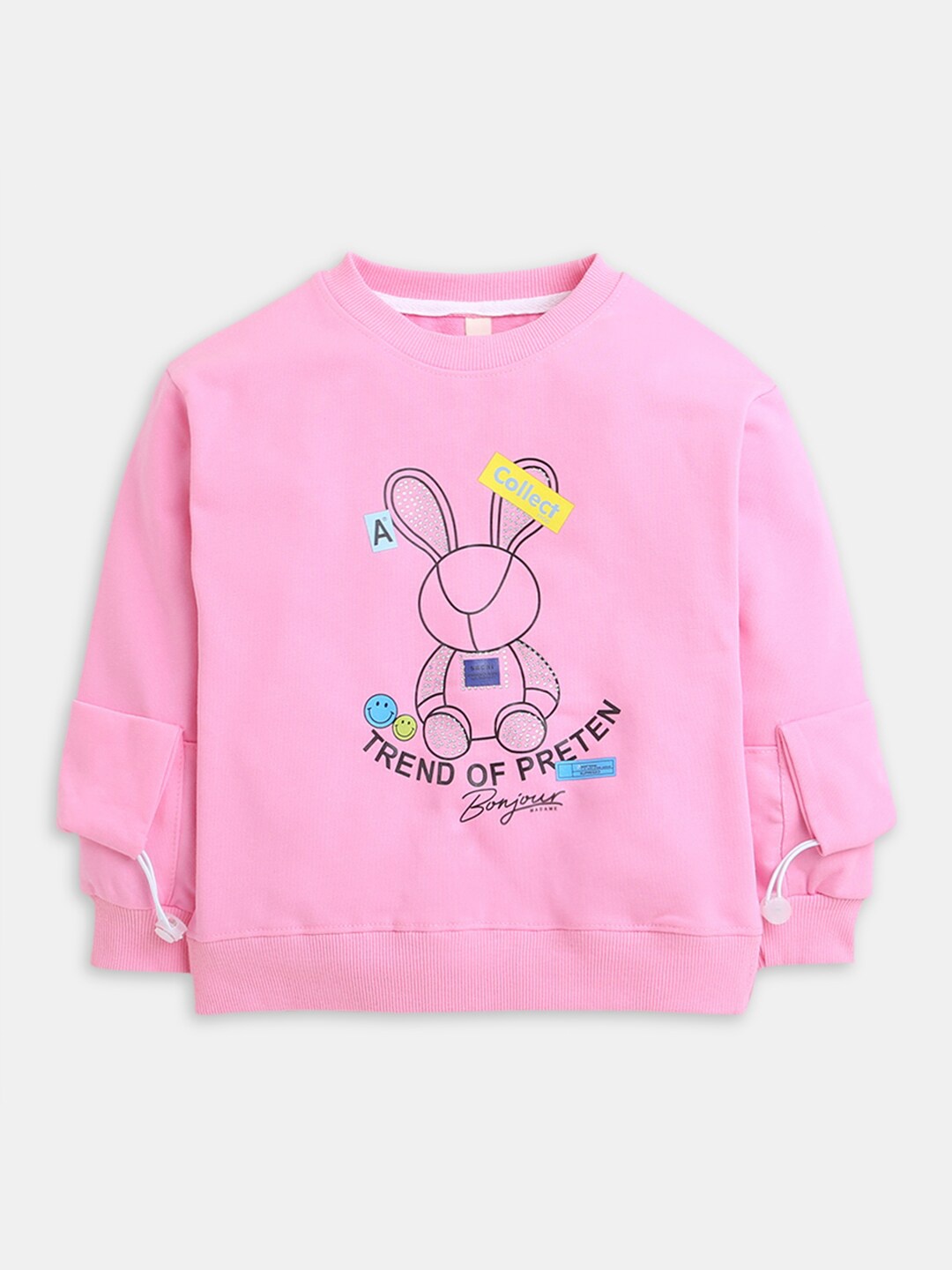 

Hopscotch Girls Pink Printed Sweatshirt