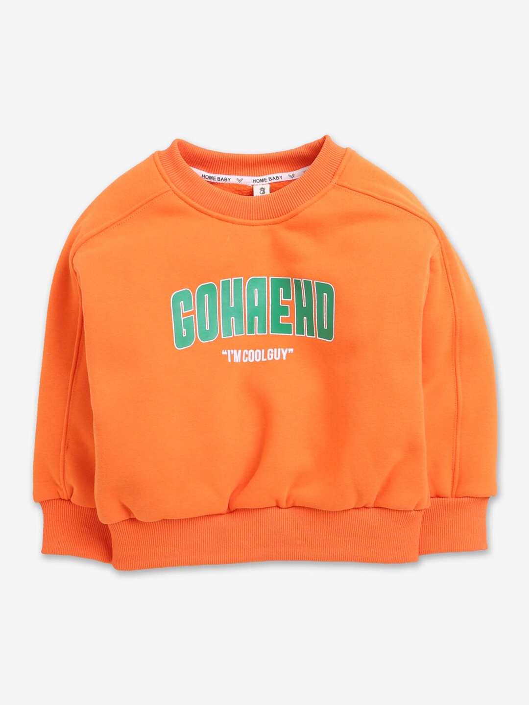 

Hopscotch Boys Orange Typography Printed Cotton Sweatshirt