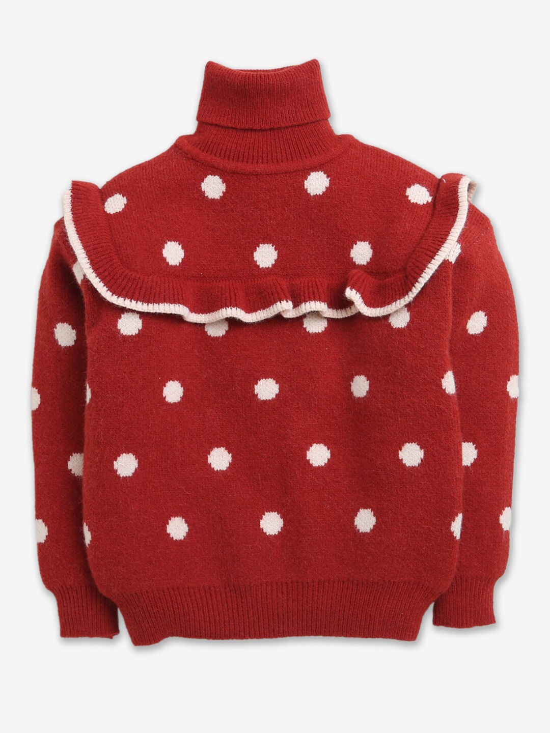 

Hopscotch Girls Red & White Polka Dots Printed Pullover Sweater