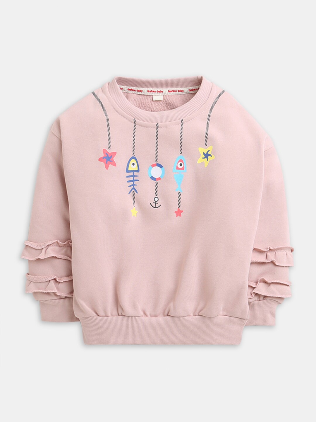 

Hopscotch Girls Pink Printed Sweatshirt